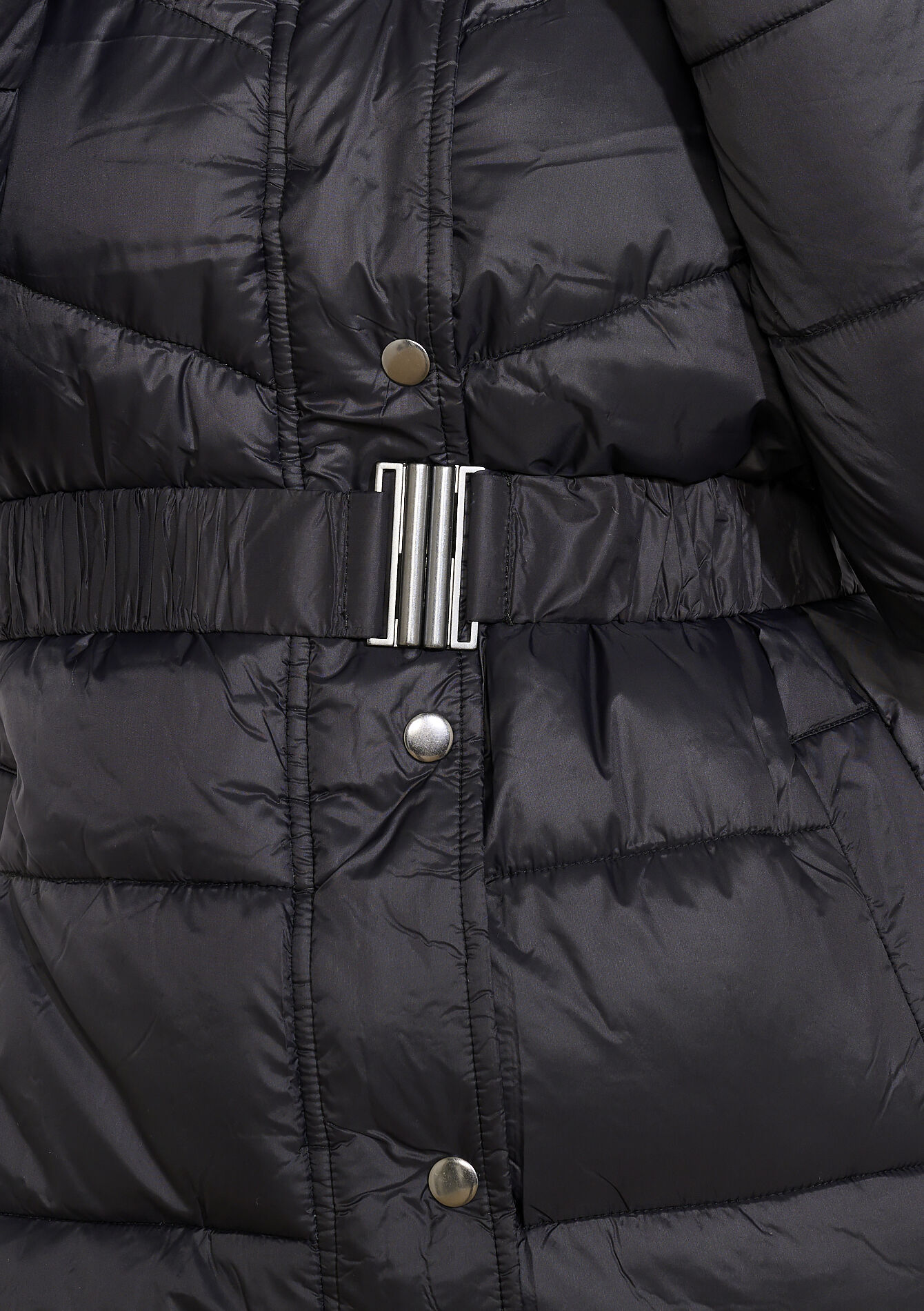 Doudoune longue ceinturée - BLACK - 23000757_1119