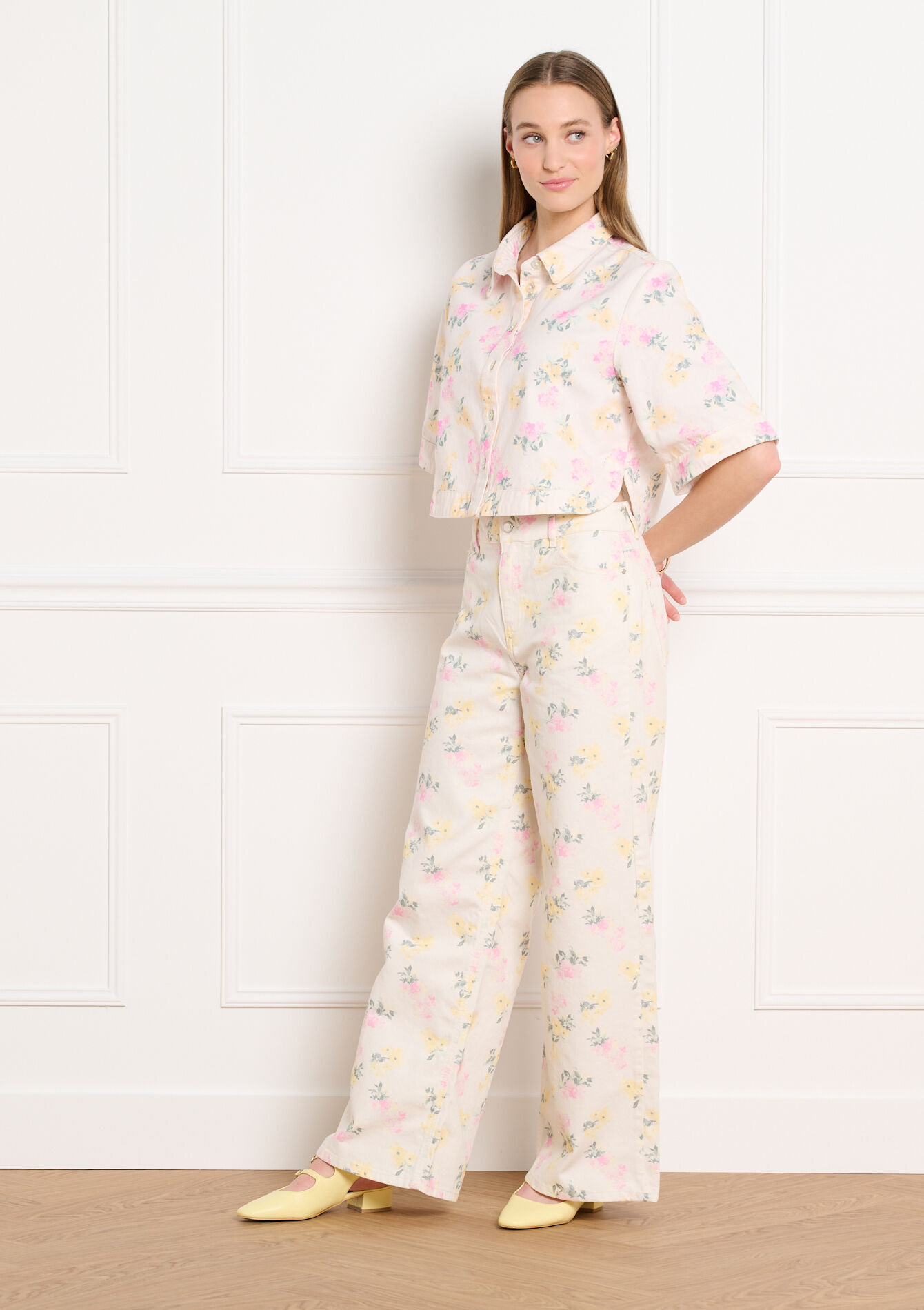 Wijde bedrukte broek - OFFWHITE - 06004707_1001