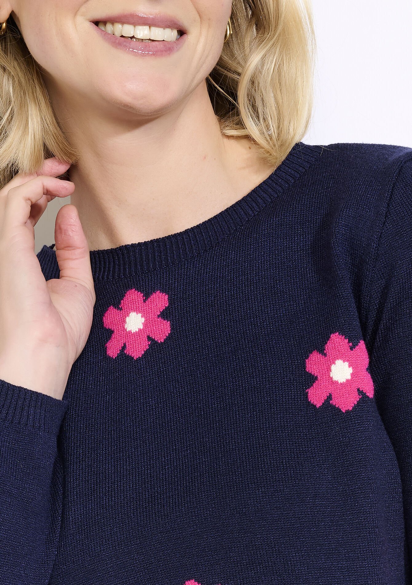 Trui met bloemenprint - NAVY BASIC - 04007088_2723