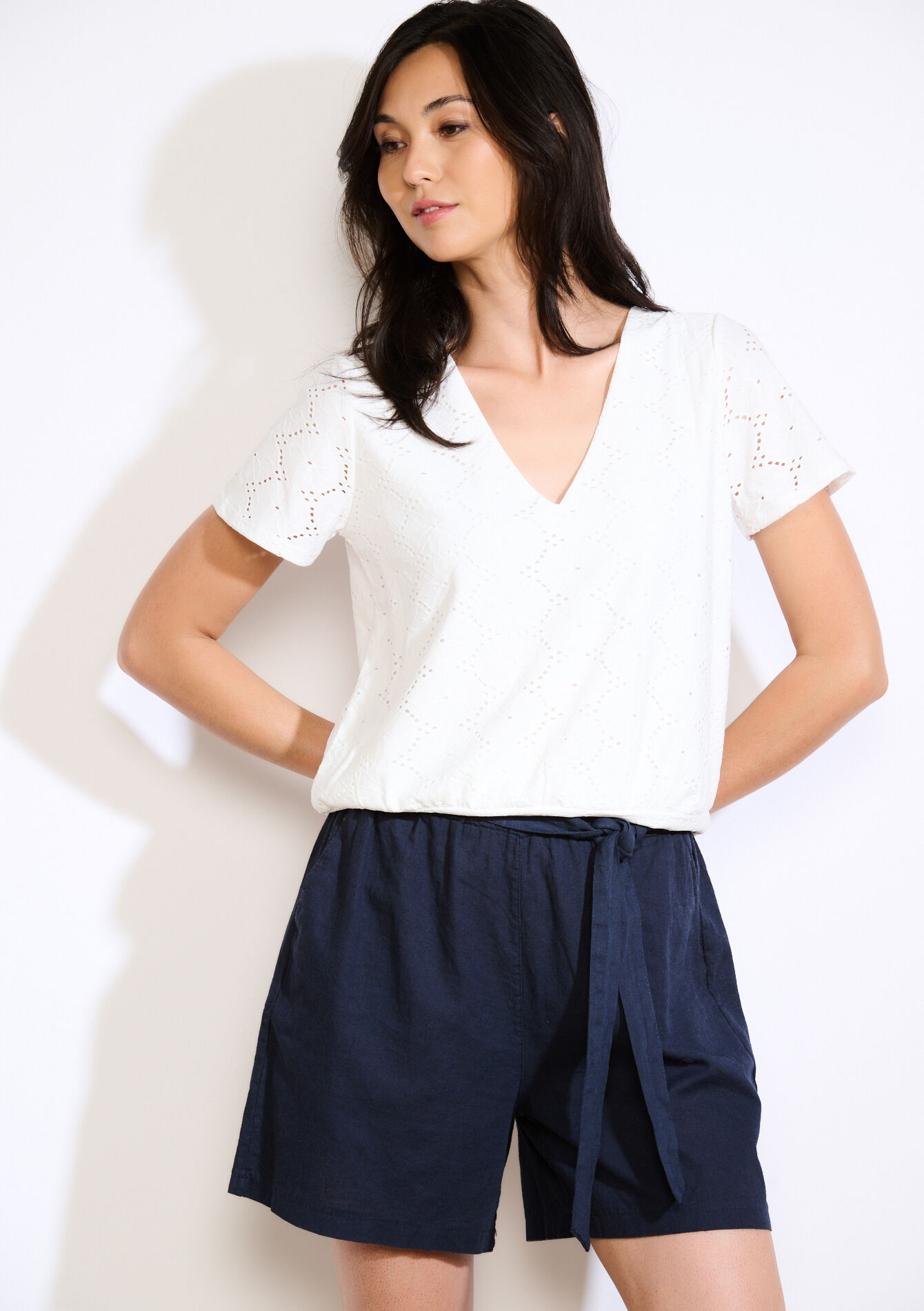 Romantische broderie t-shirt, Romantische broderie t-shirt - OPTICAL WHITE - 02301807_1019