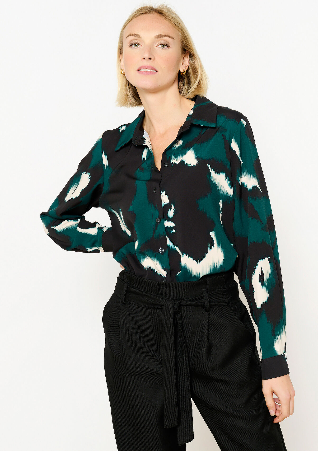 Hemd met blurry print, Hemd met blurry print - BOTTLE GREEN - 05702695_1778