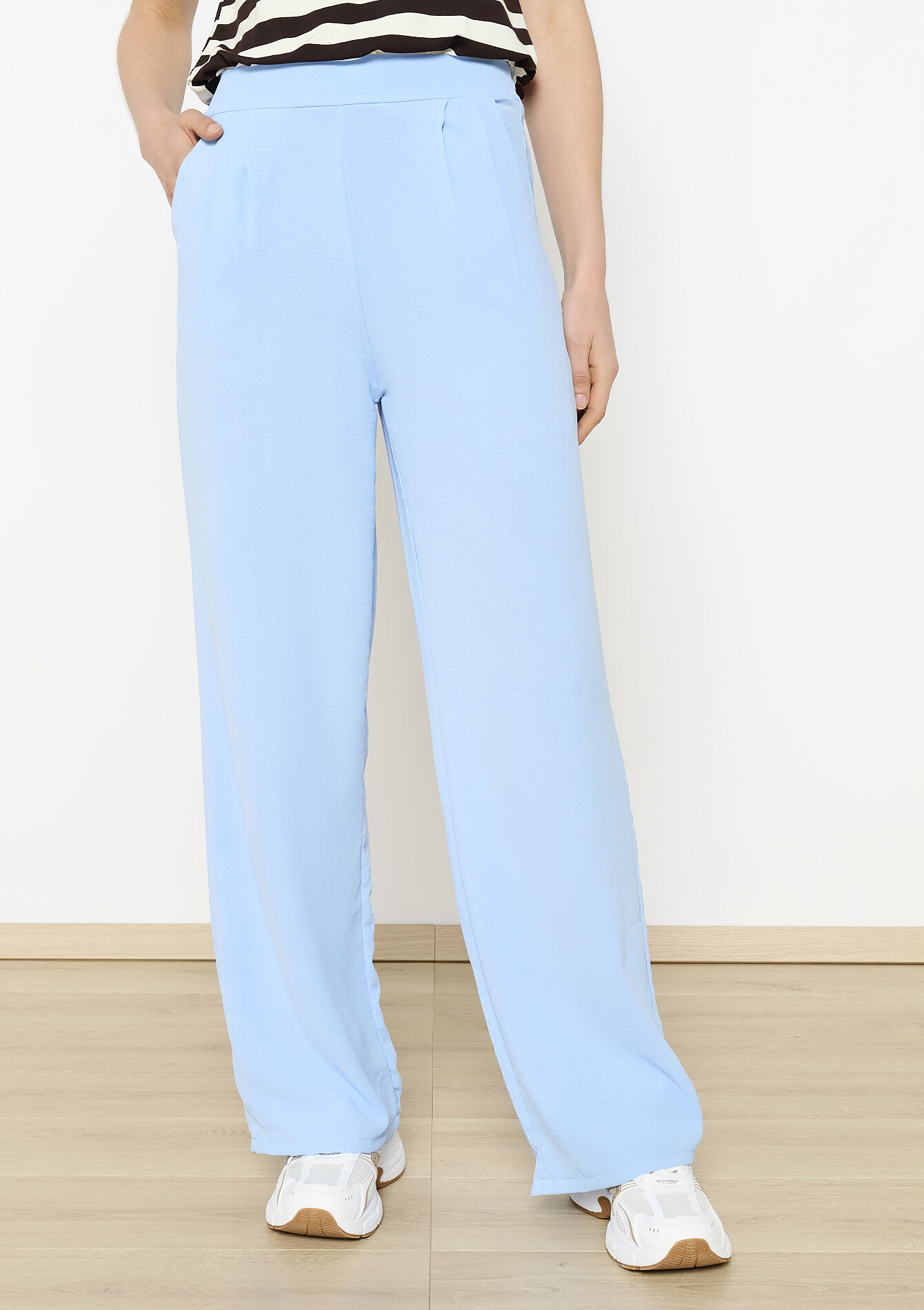 Wijde vloeiende broek - BLUE PASTEL - 06600961_3003