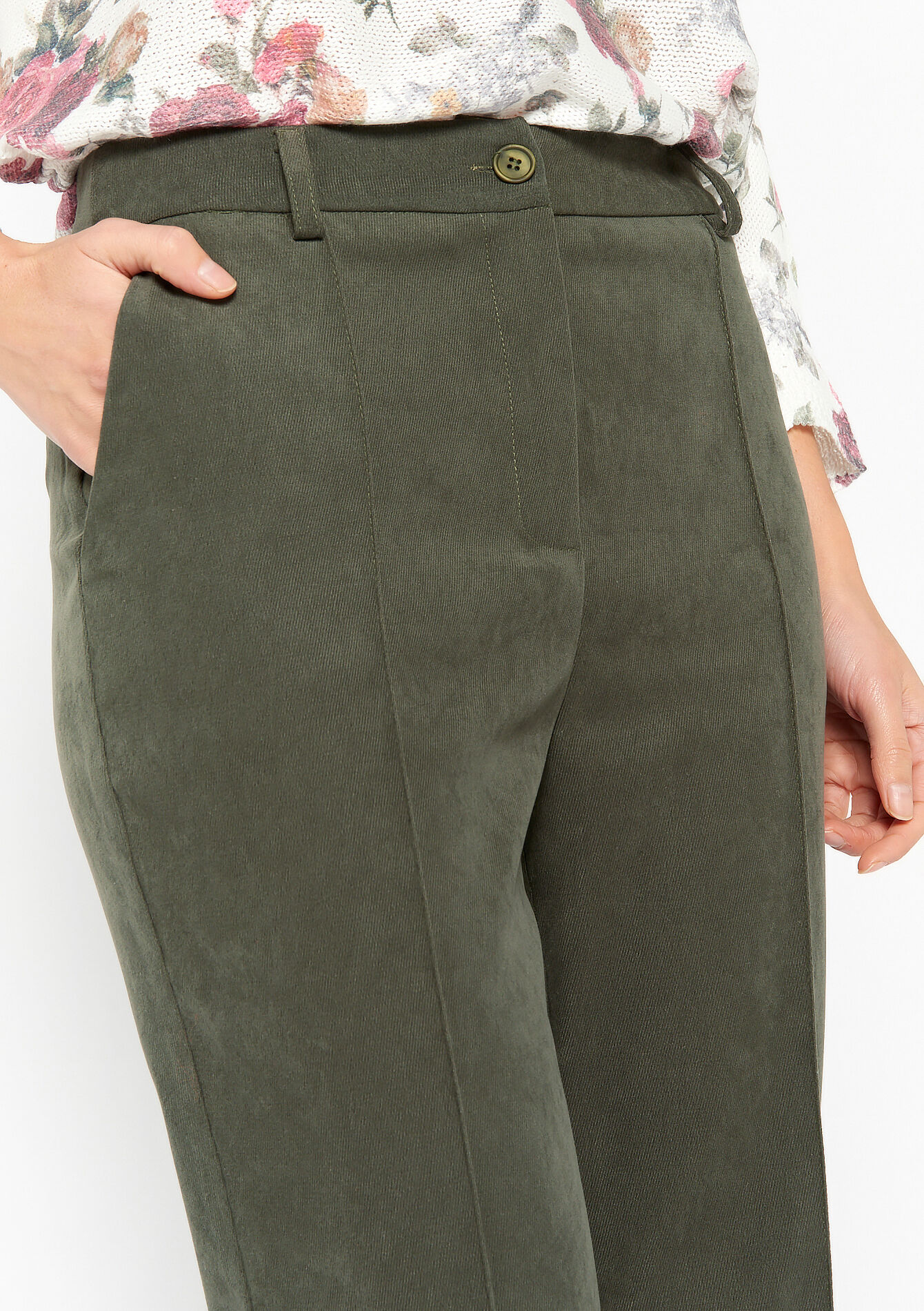 Velvet corduroy trousers - KHAKI MED - 06100486_4327