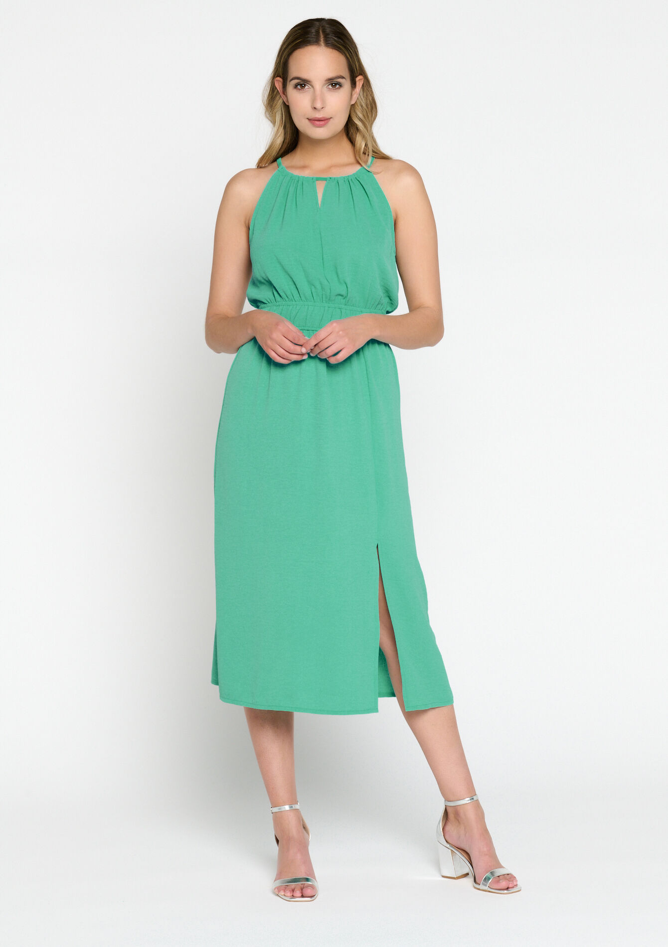 Robe mi-longue à col halter - GREEN LAGOON - 08602051_5252