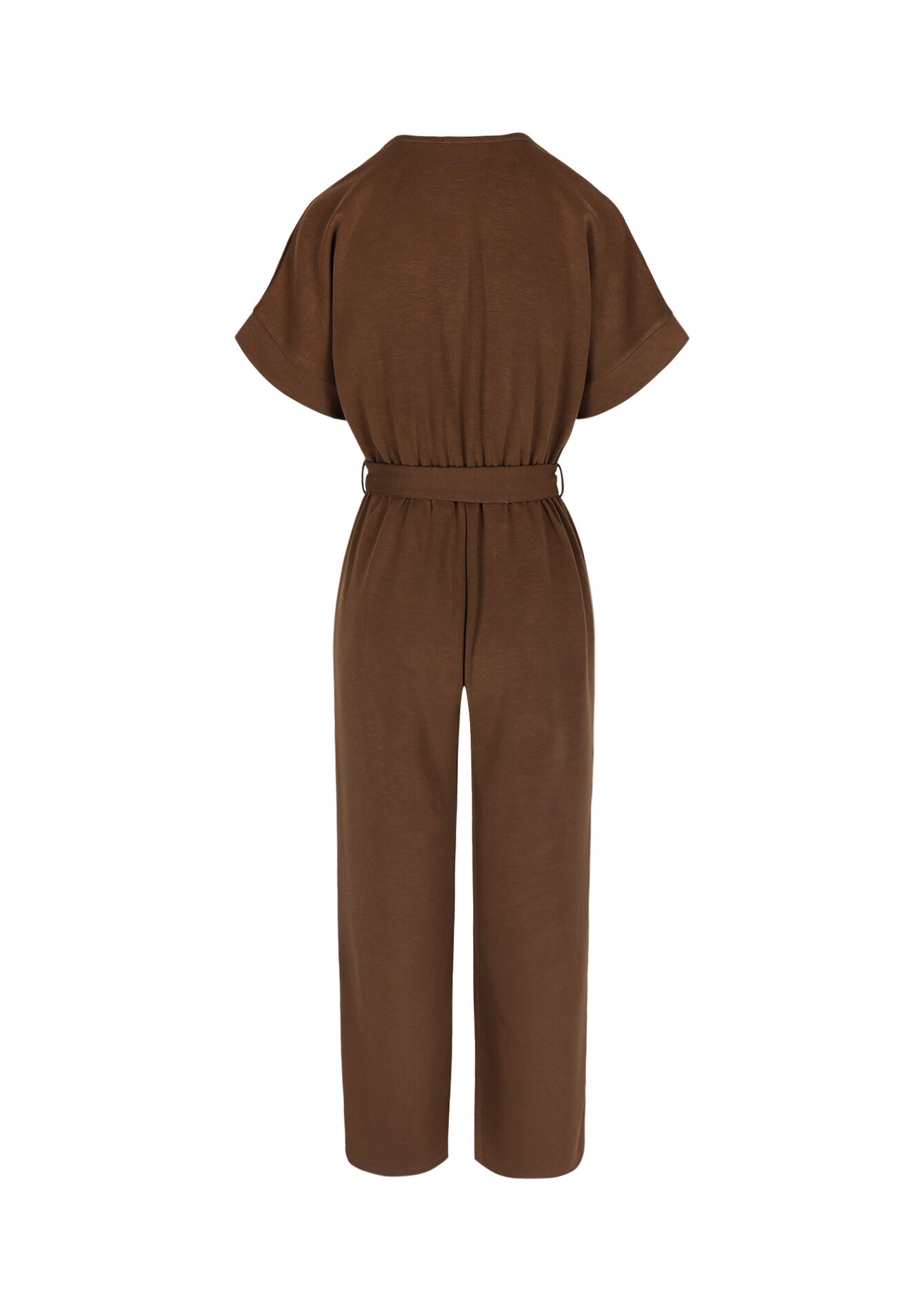 Overslag jumpsuit - BROWN DARK CHOCOLATE - 06004651_3720