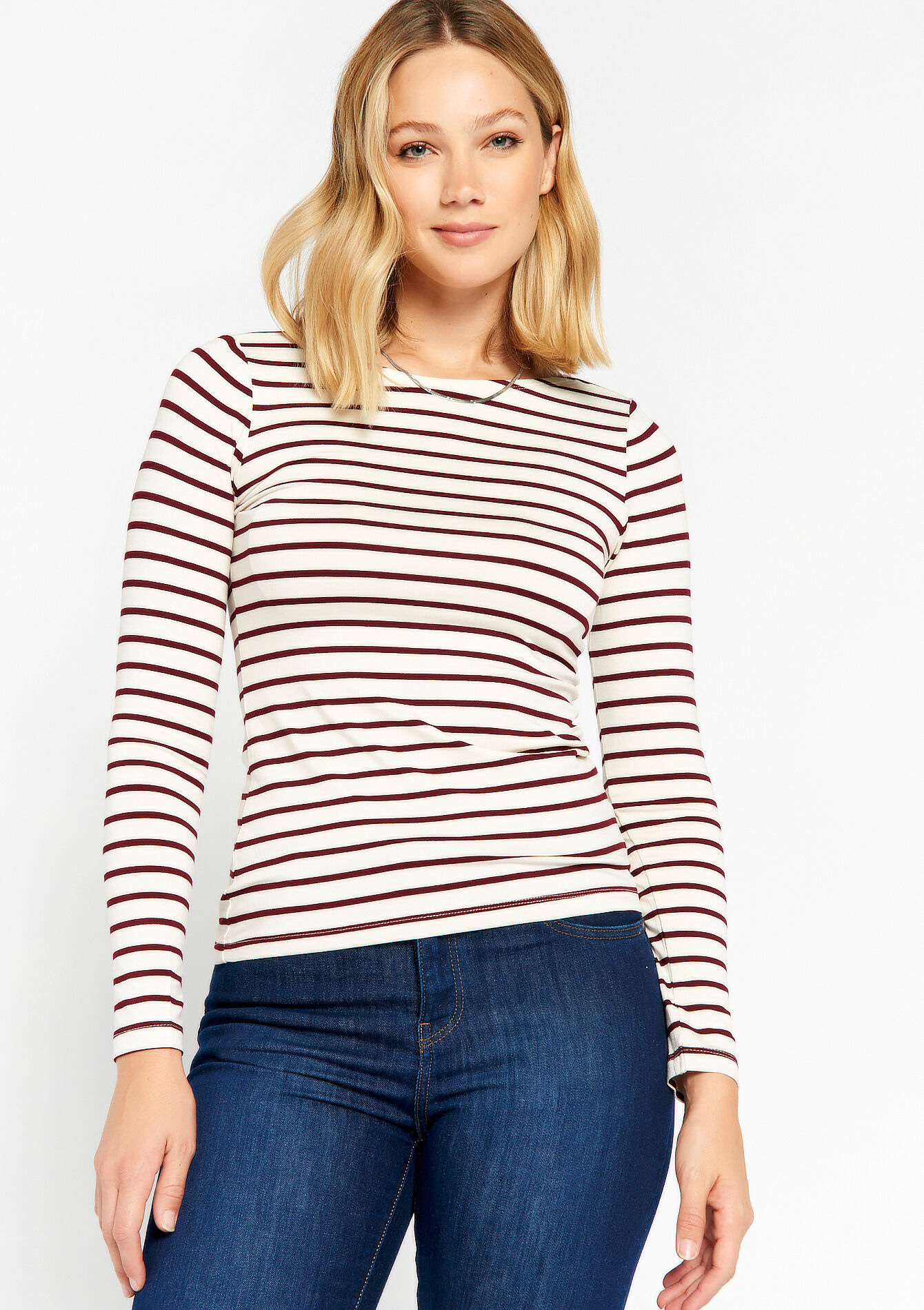 Gestreepte T-shirt - VANILLA WHITE - 02400253_1013