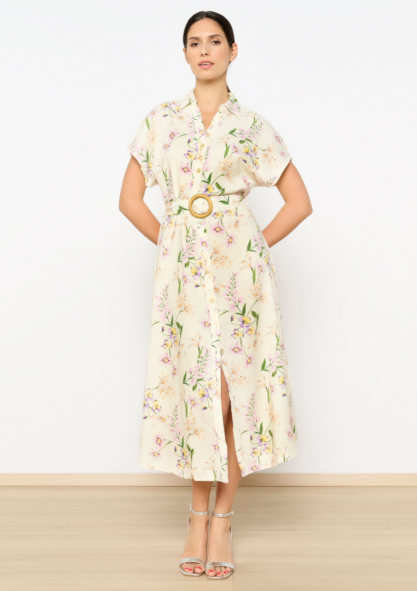 Hemdjurk met bloemenprint, Hemdjurk met bloemenprint - OFFWHITE - 08602226_1001