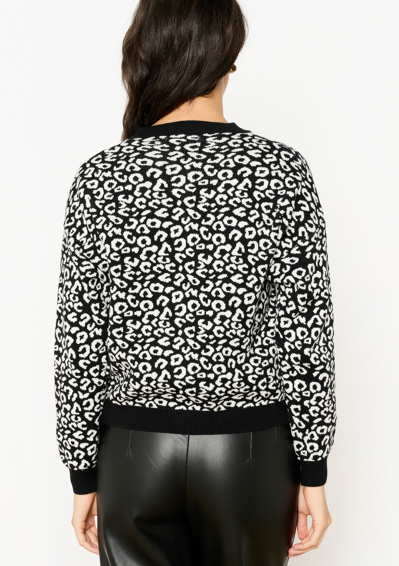 Cardigan with leopard print - BLACK - 1119307