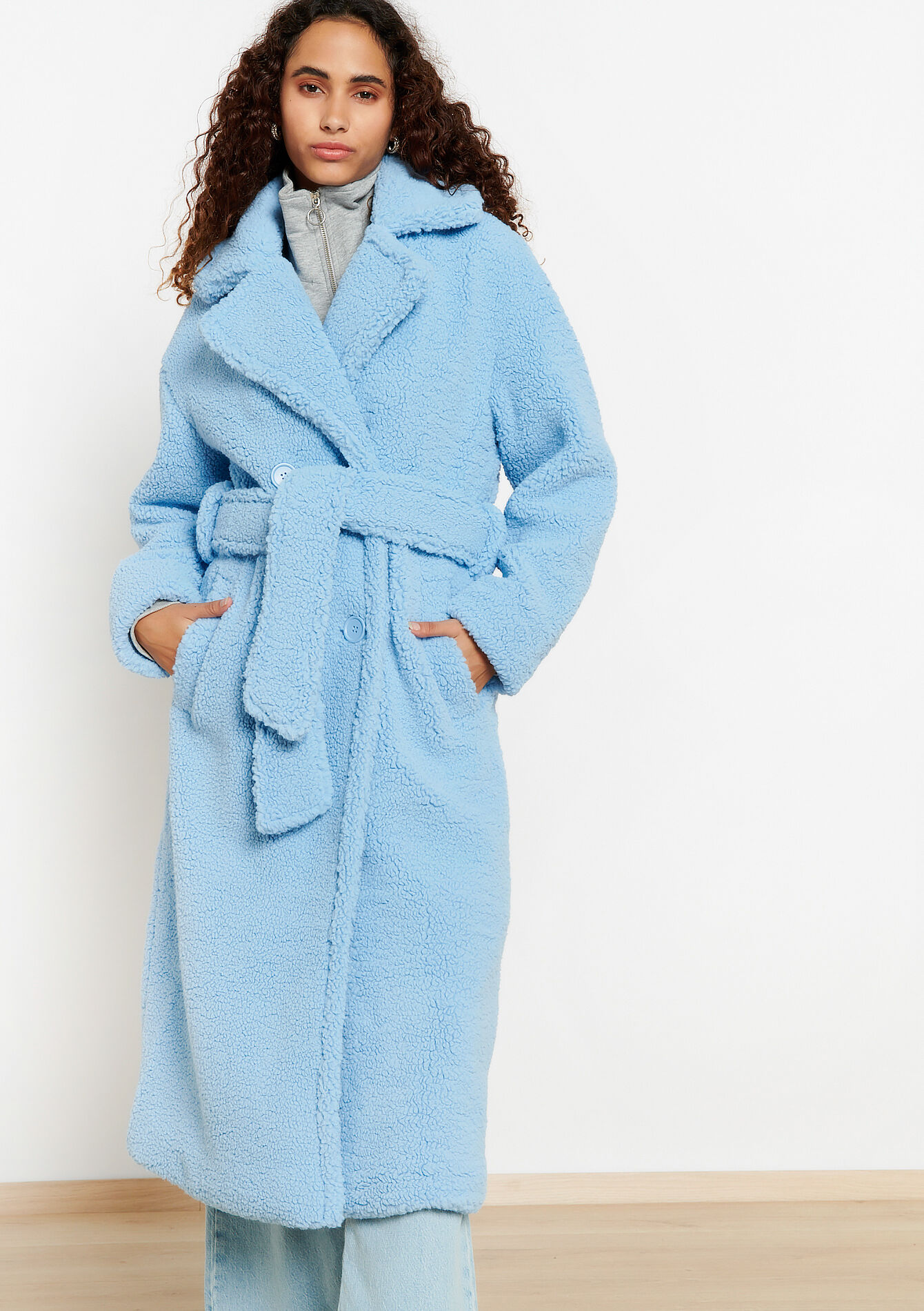 Oversized teddy jas, Oversized teddy jas - BLUE PASTEL - 23000623_3003