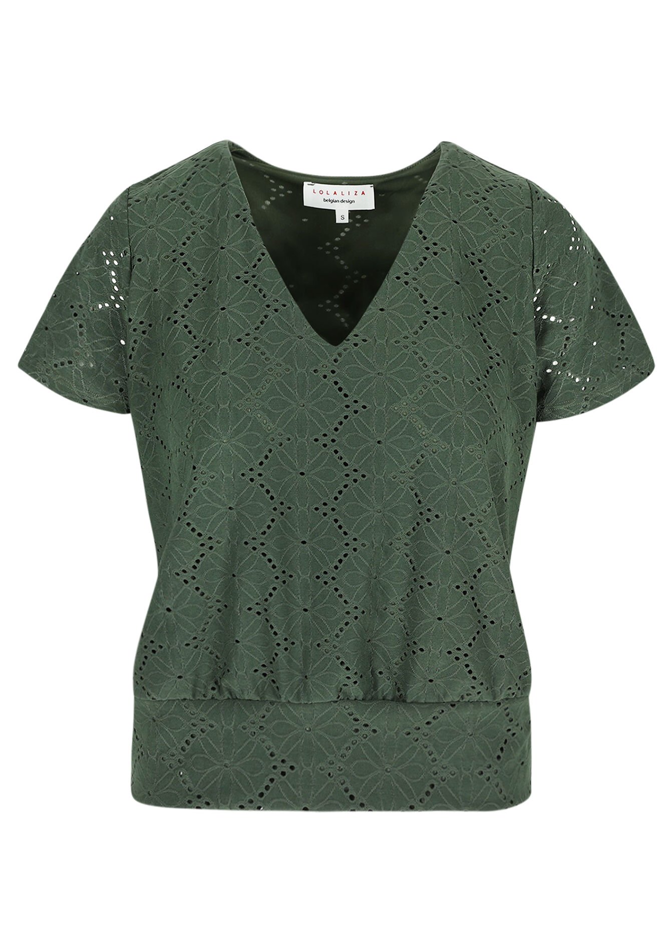 T-shirt brodé romantique, T-shirt brodé romantique - KHAKI FADED - 02301807_4326