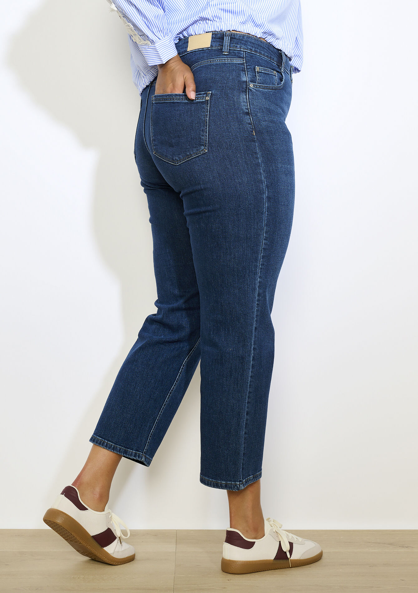 Hoge taille rechte jeans, Hoge taille rechte jeans - DARK BLUE - 22000598_0501
