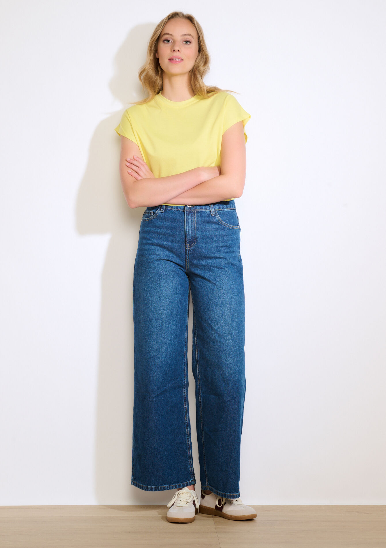 T-shirt fluide à épaules cap, T-shirt fluide à épaules cap - YELLOW PASTEL - 02301869_5004