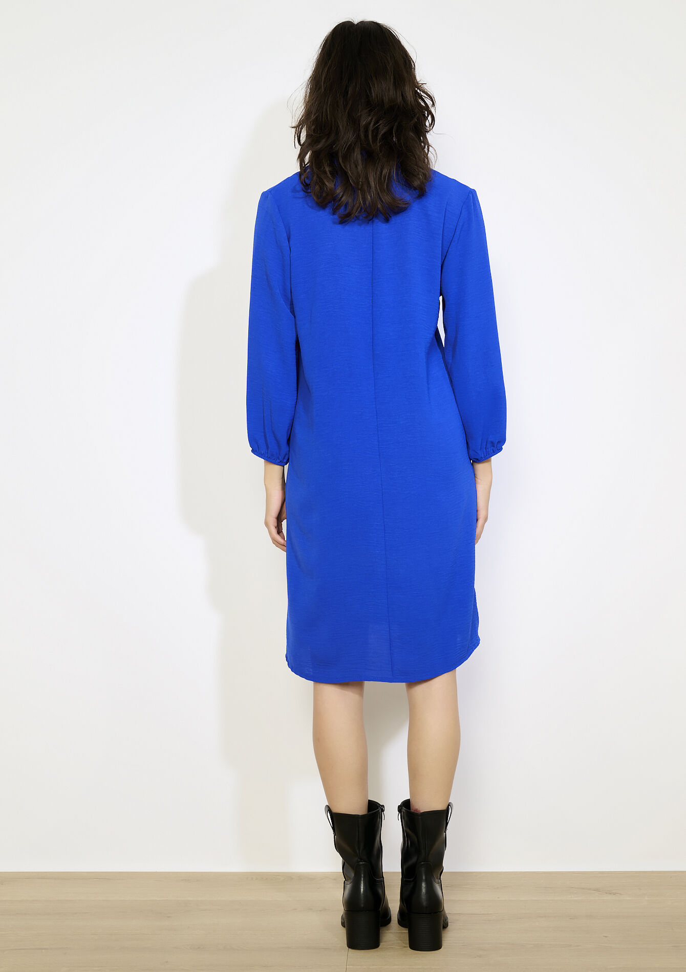Polo-jurk met driekwartsmouw - ELECTRIC BLUE - 08104330_1619