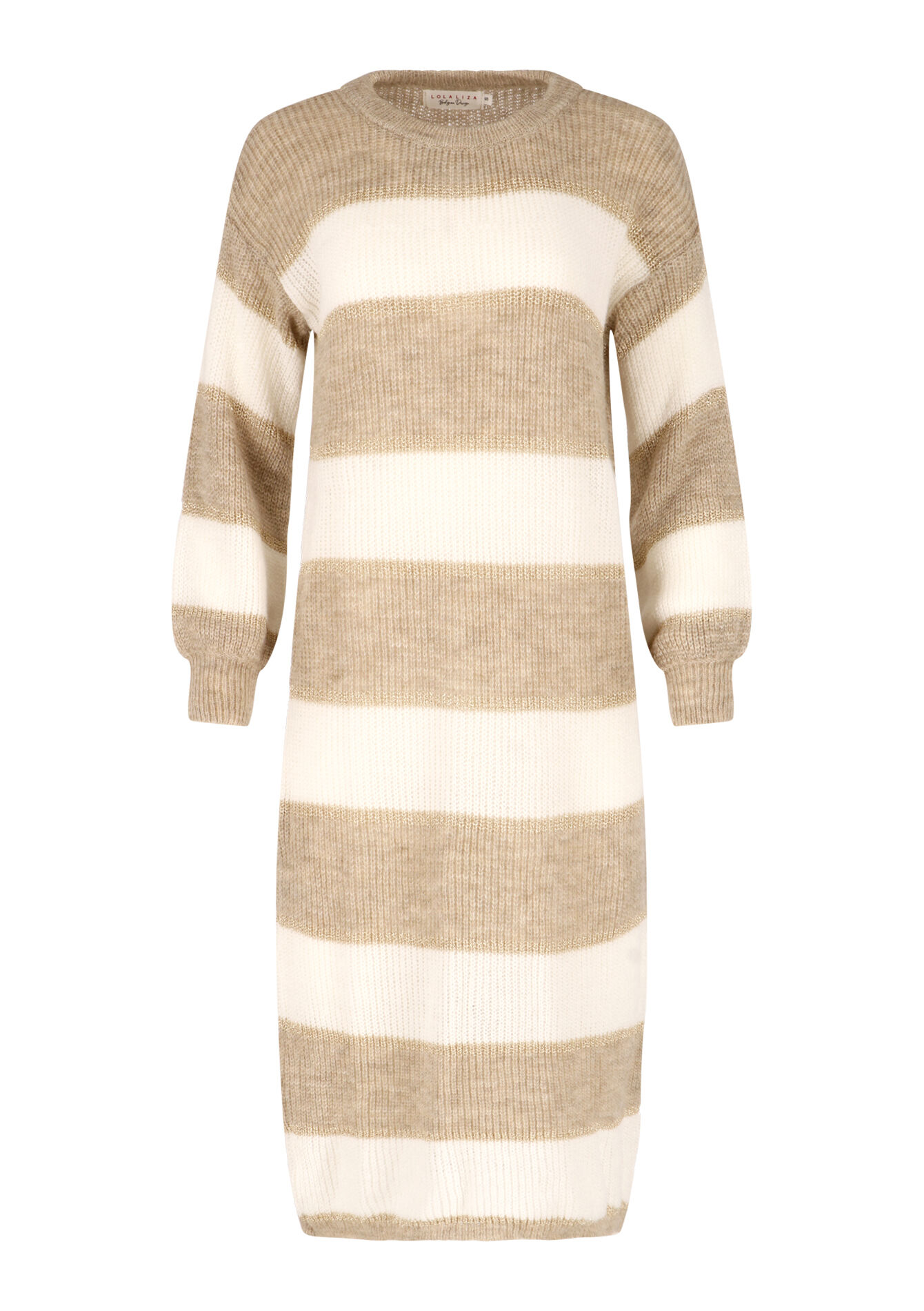 Striped sweater dress, Striped sweater dress - LIGHT TAUPE - 08601964_2572