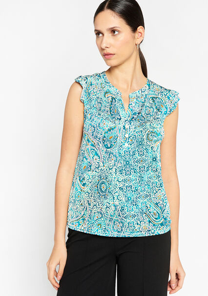 Top with paisley print - TURQUOISE - 02301391_1759