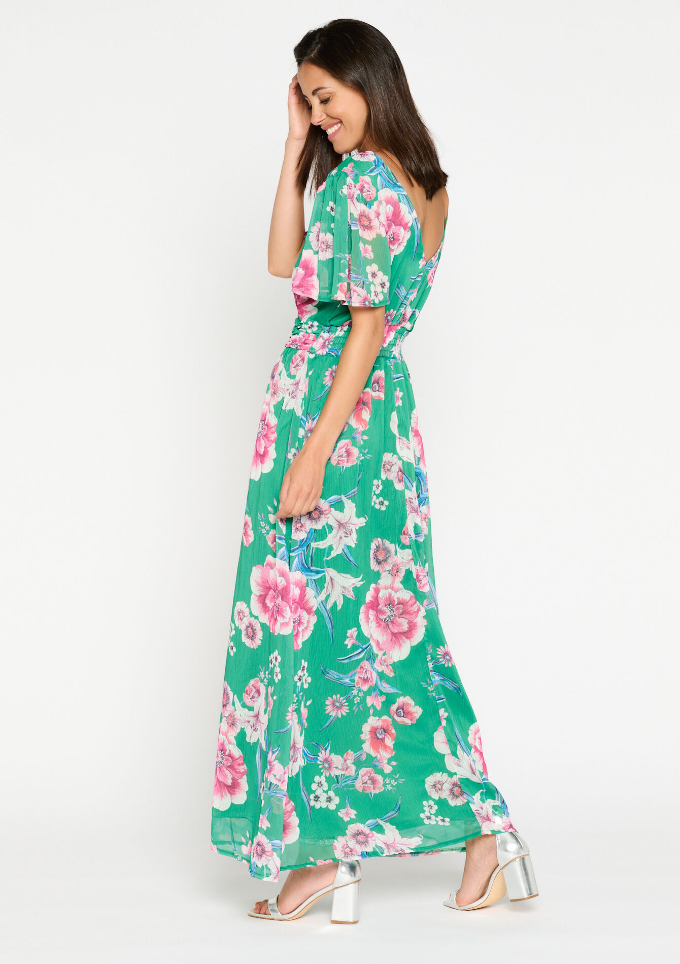 Maxi-jurk met bloemenprint, Maxi-jurk met bloemenprint - GREEN APPLE - 08602026_1783