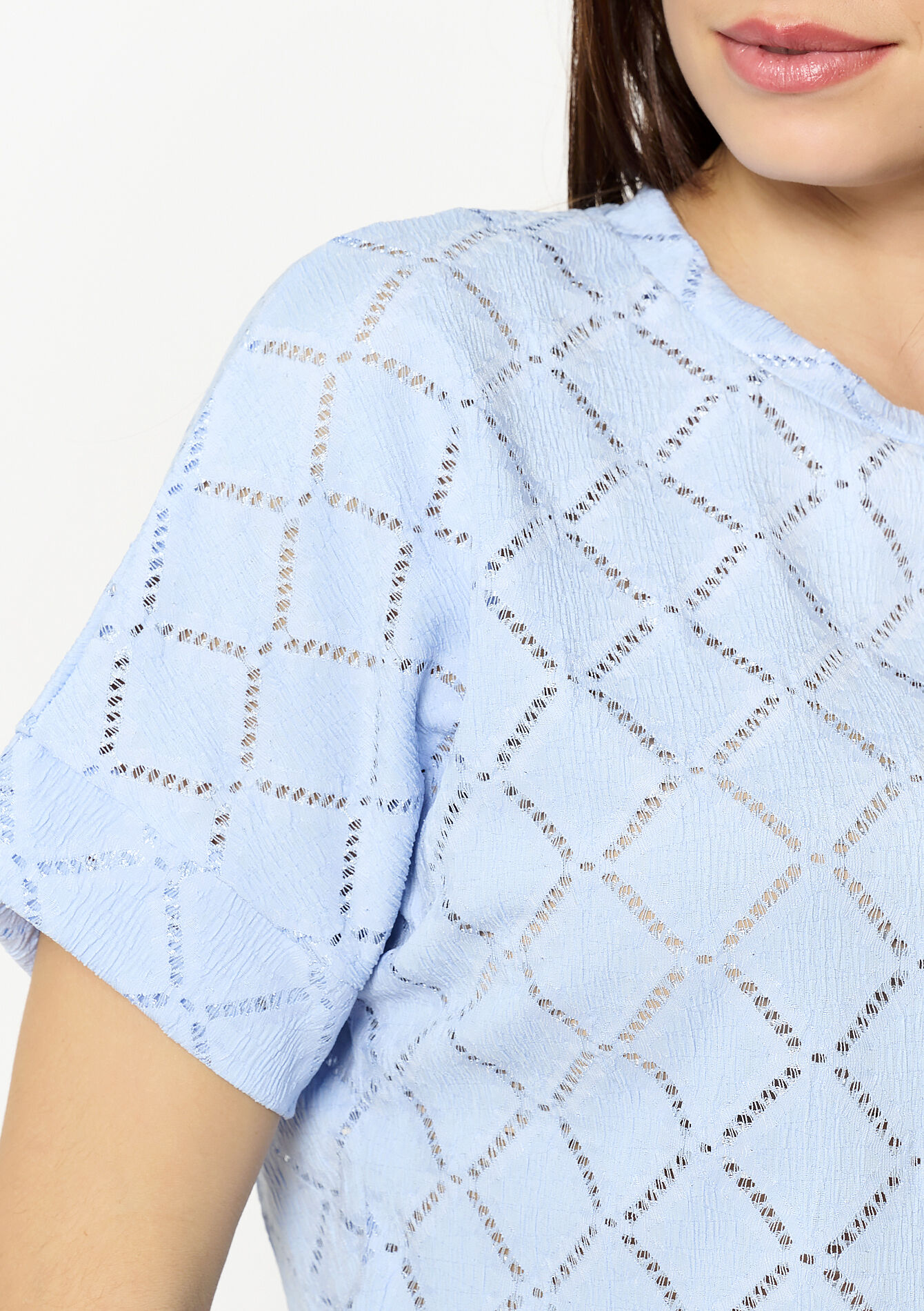 Ajourgebreide top, Ajourgebreide top - LT BLUE - 02301794_2519