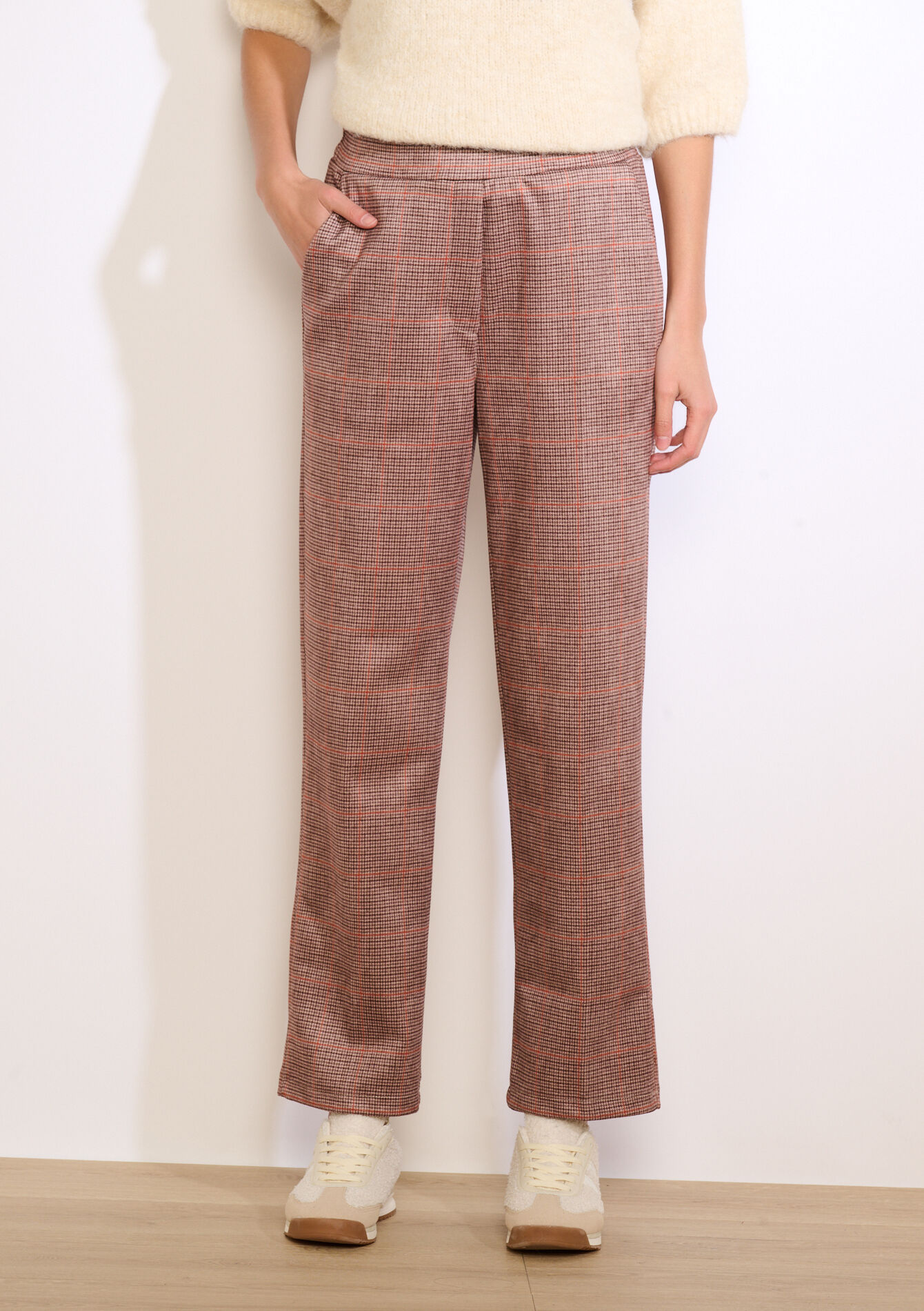 Geruite suedine broek, Geruite suedine broek - LT BEIGE - 06601073_2527