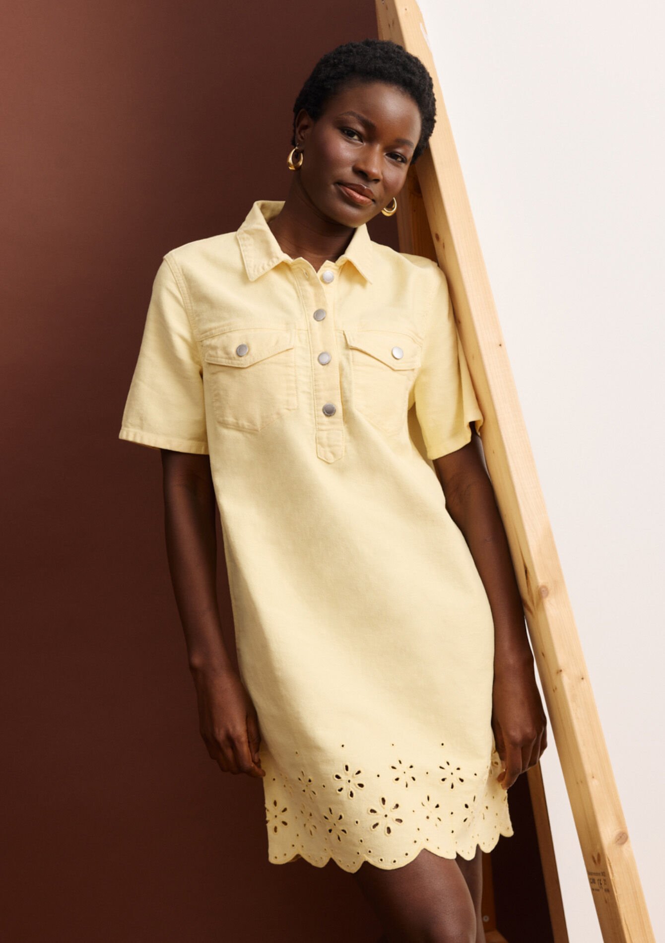 Jurk met broderie anglaise, Jurk met broderie anglaise, , back