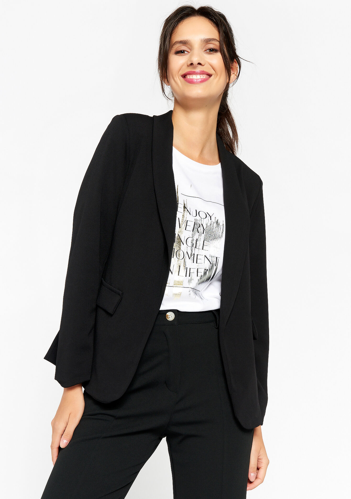 Blazer met smokingkraag, Blazer met smokingkraag - BLACK - 09100824_0503