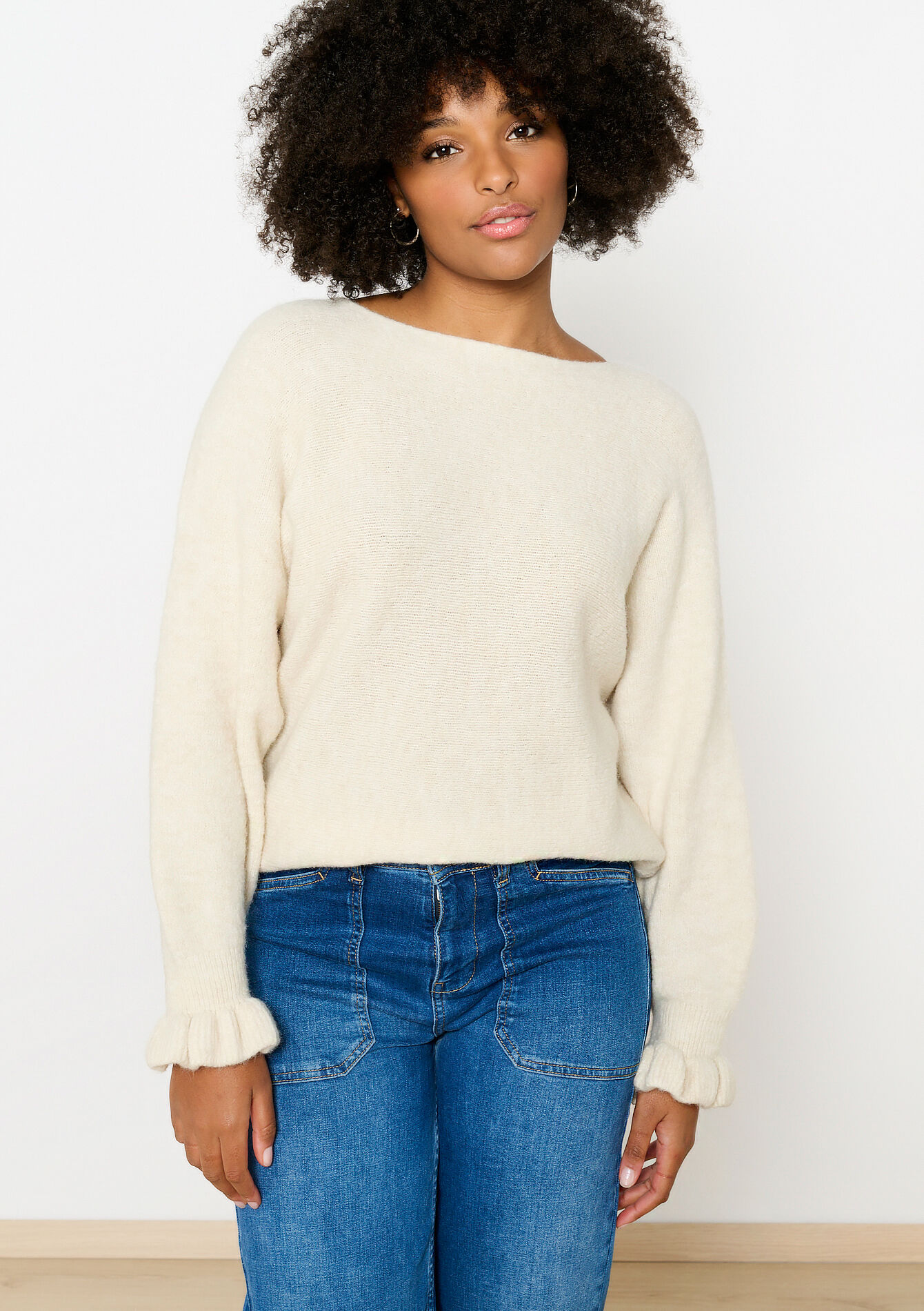 Effen trui met boothals, Effen trui met boothals - VANILLA WHITE - 04006813_1013