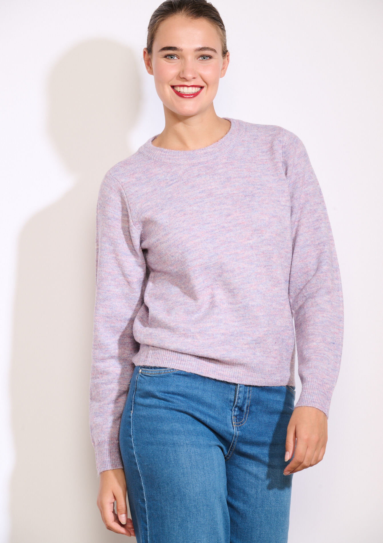 Zachte trui met ronde hals, Zachte trui met ronde hals - PASTEL LILAC - 04006880_1493