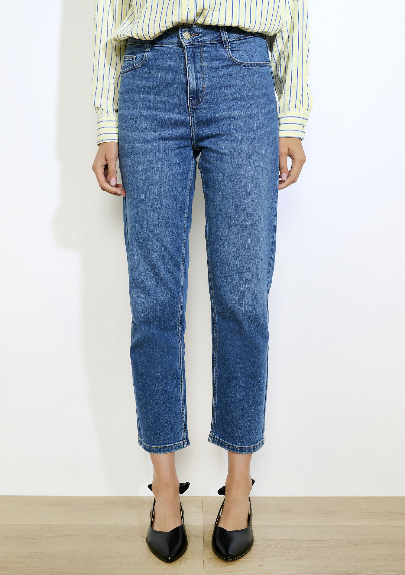 Hoge taille rechte jeans, Hoge taille rechte jeans - MEDIUM BLUE - 22000598_0500