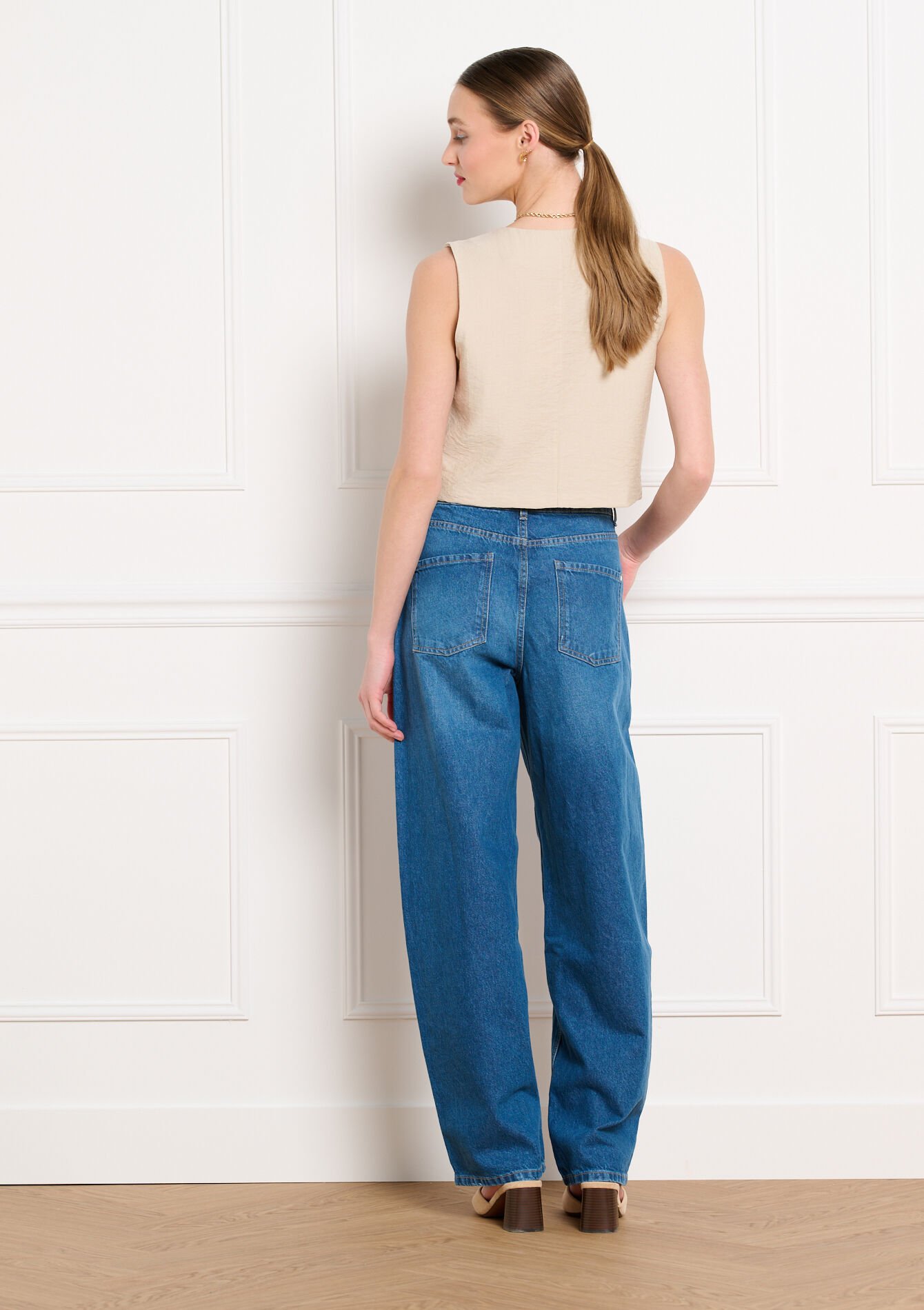 Hoge taille wide-leg jeans - MEDIUM BLUE - 22000661_0500