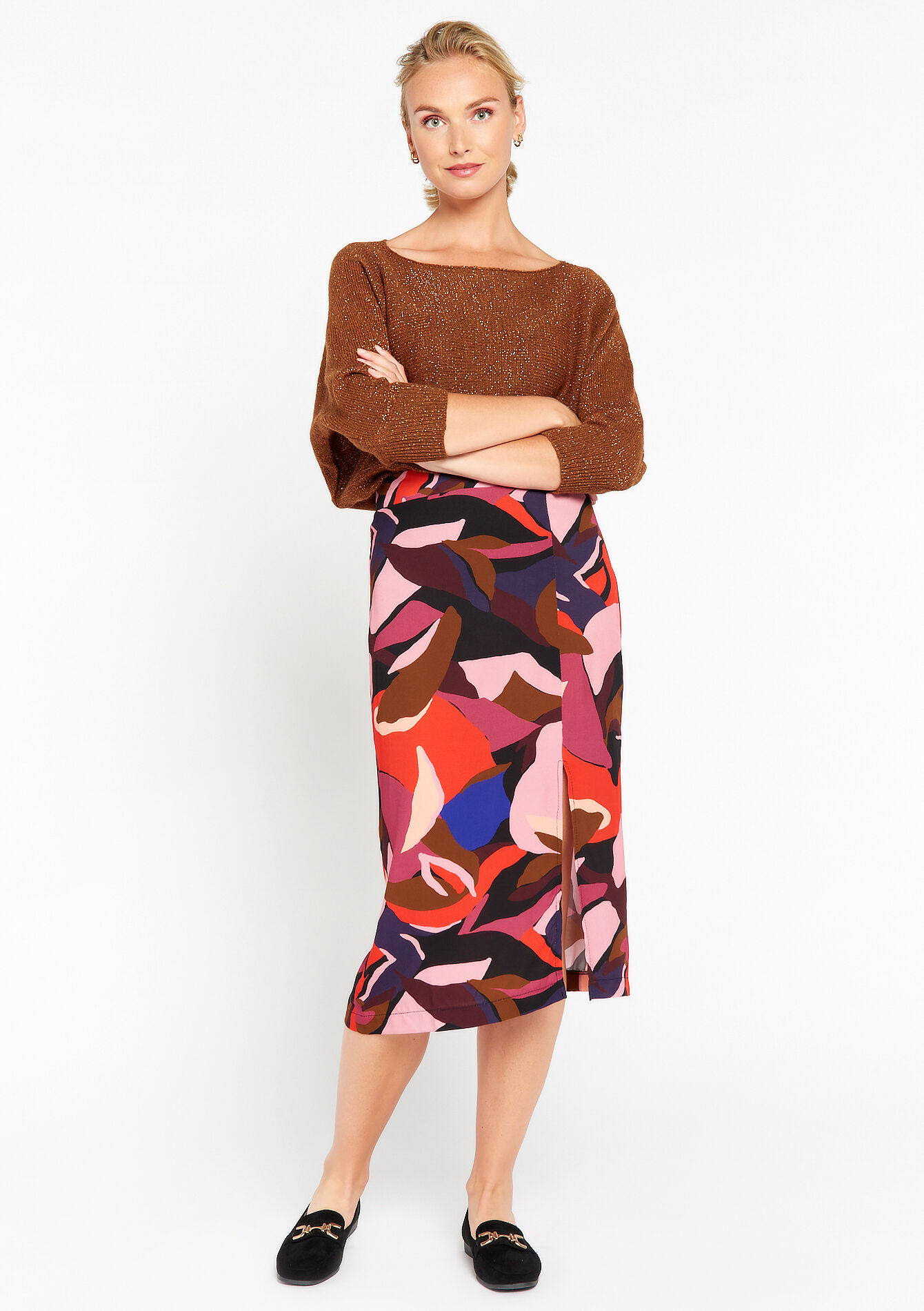 Midi skirt with graphic print - VIOLINE - 07101160_2576