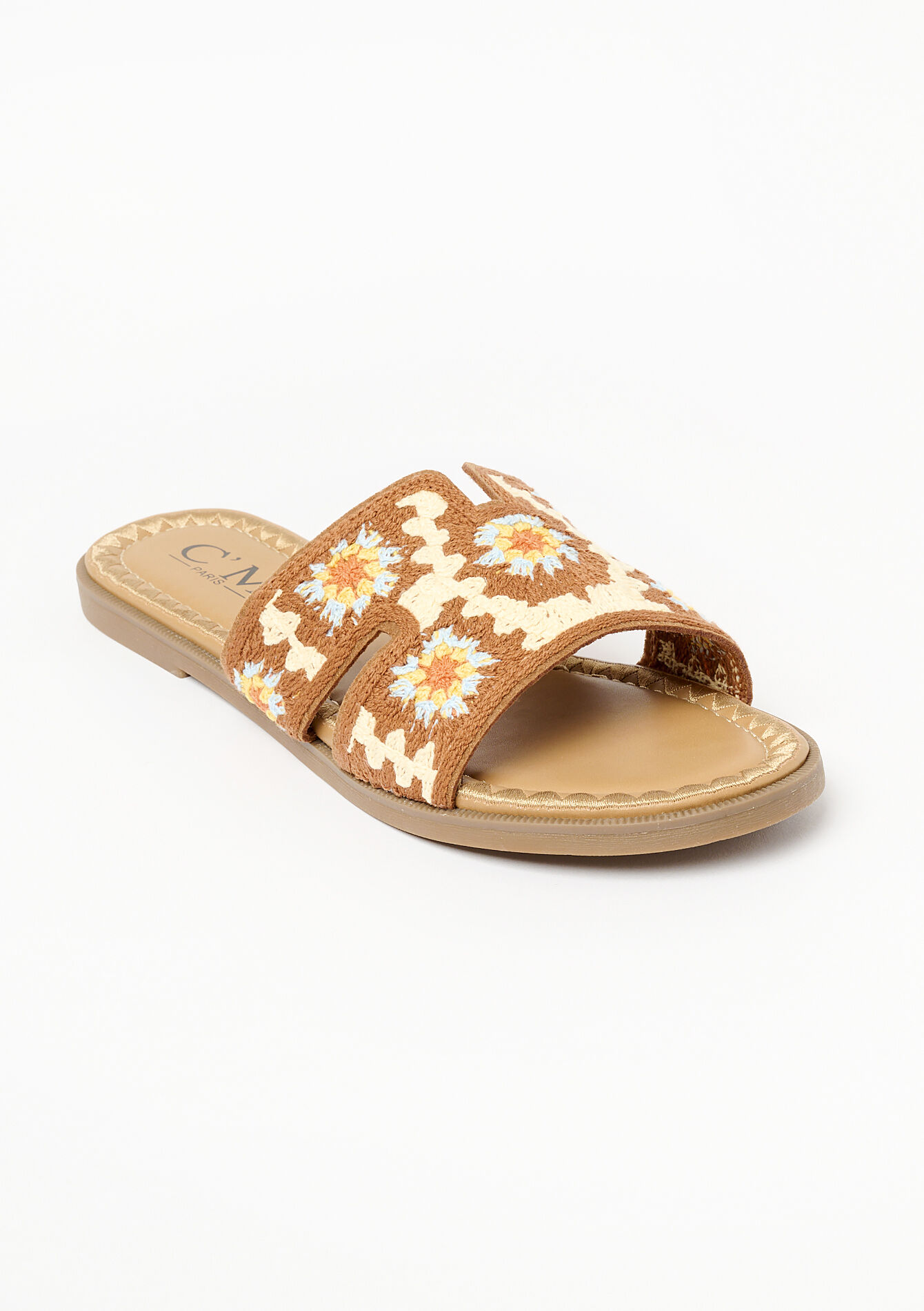 Slippers with crochet - CAMEL CINNAMON - 13000761_3835