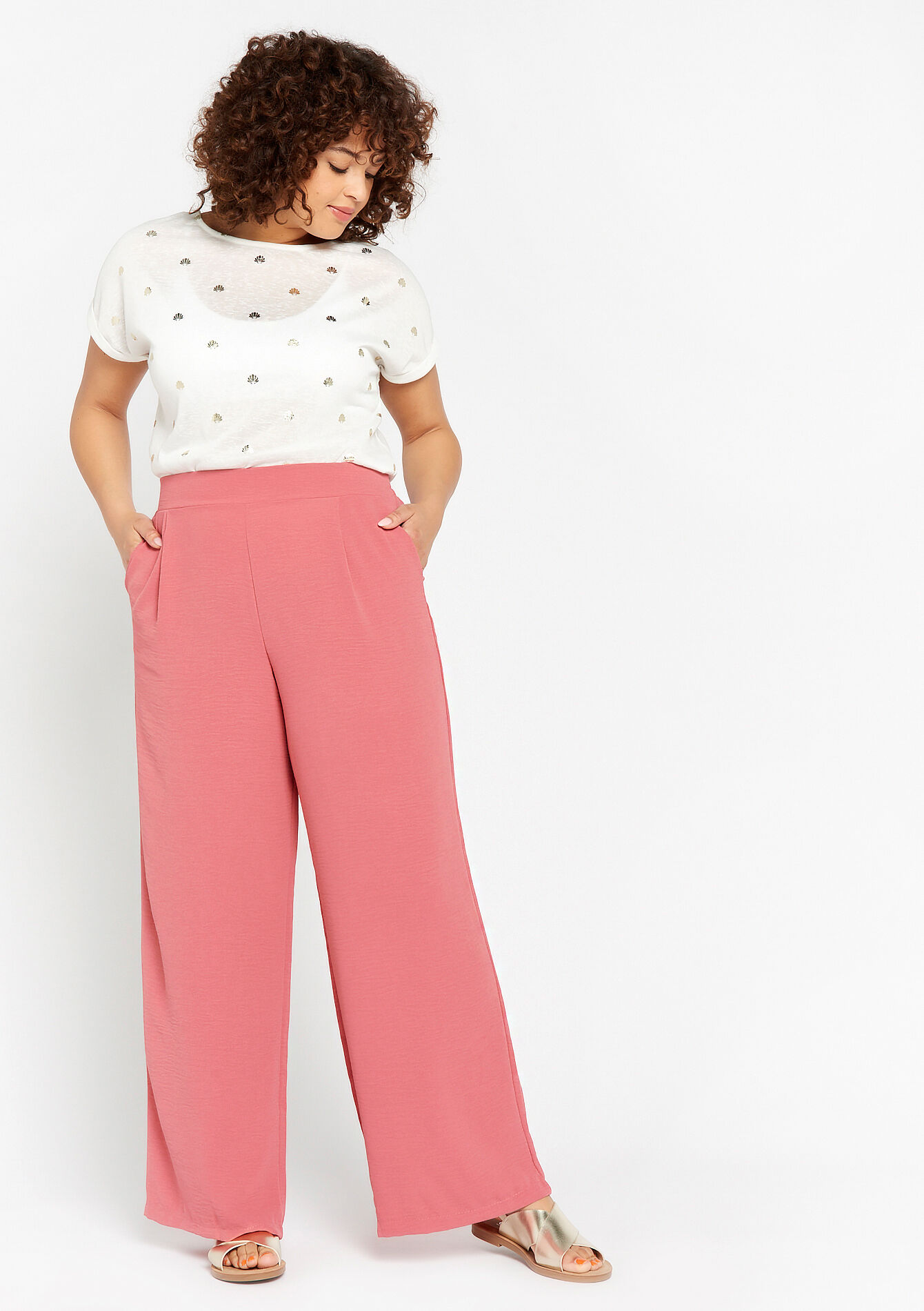 Broek met wijde pijpen, Broek met wijde pijpen - COSMETIC PINK - 06600732_5733