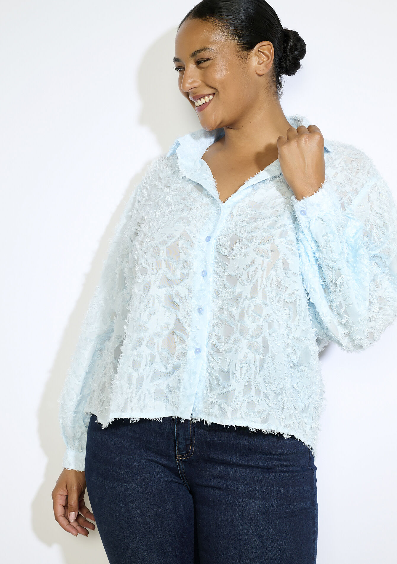 Getextuurd hemd , Getextuurd hemd - BLUE PASTEL - 05702858_3003