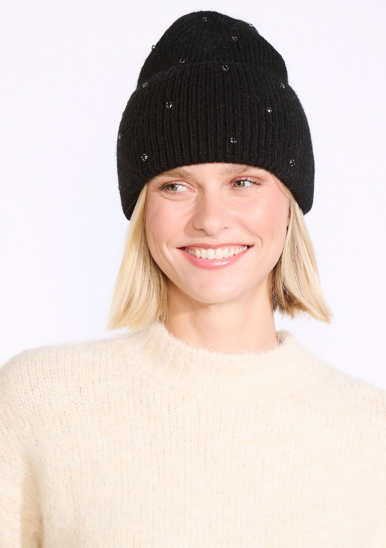 Gebreide beanie met parels, Gebreide beanie met parels, , detail_model