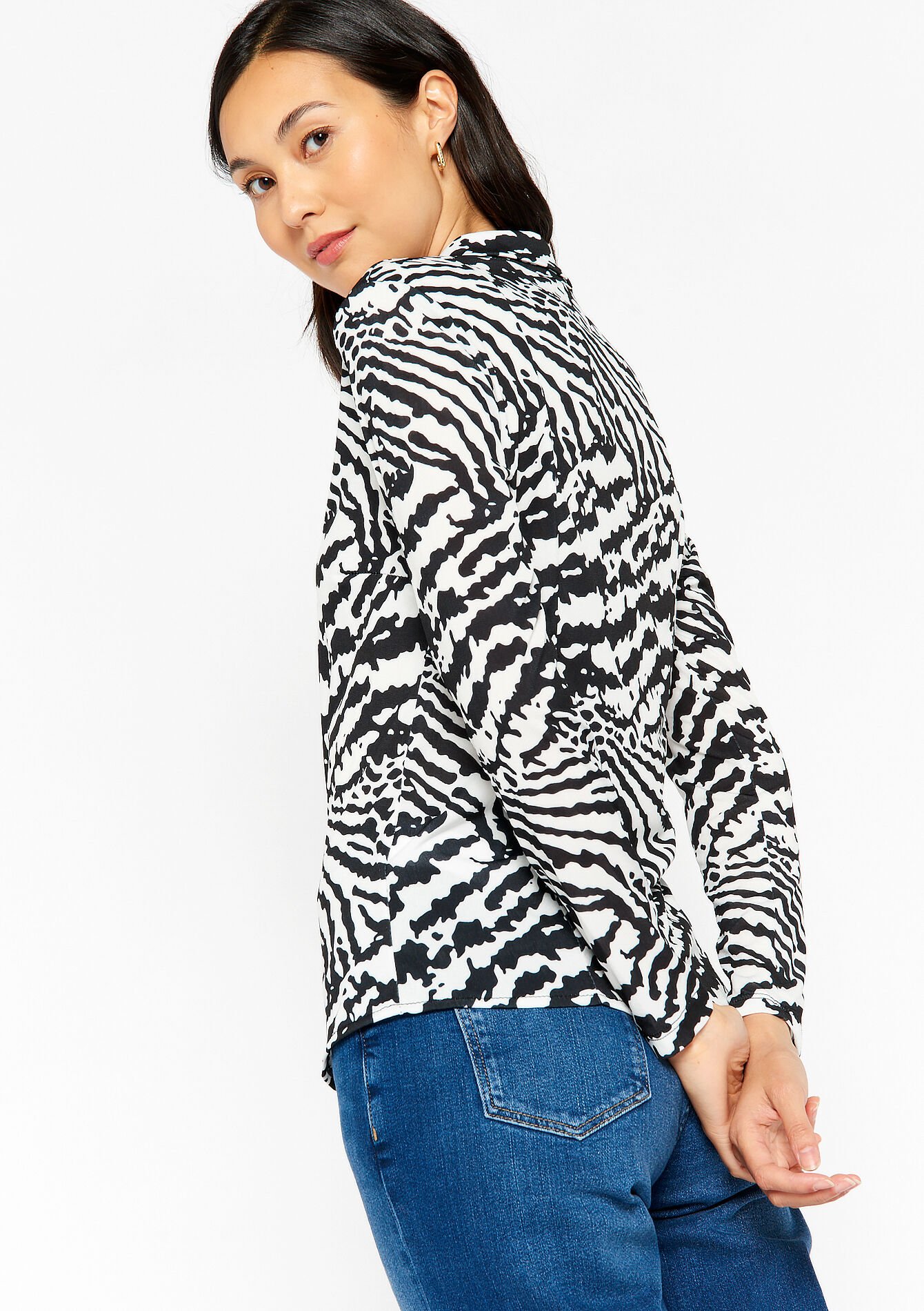 Hemd met zebraprint, Hemd met zebraprint - BLACK - 02400263_1119