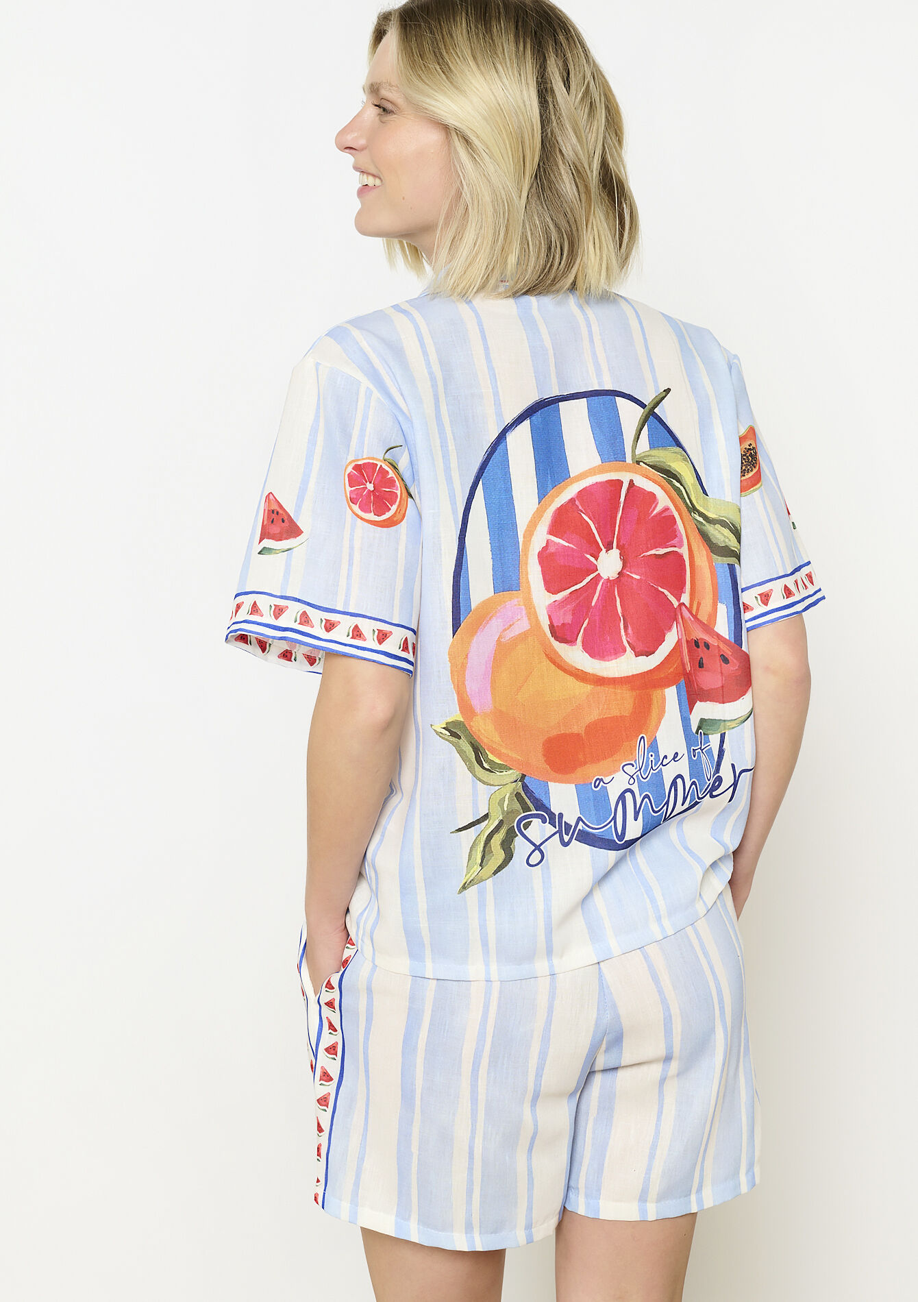 Fruitige print blouse - OFFWHITE - 05702866_1001