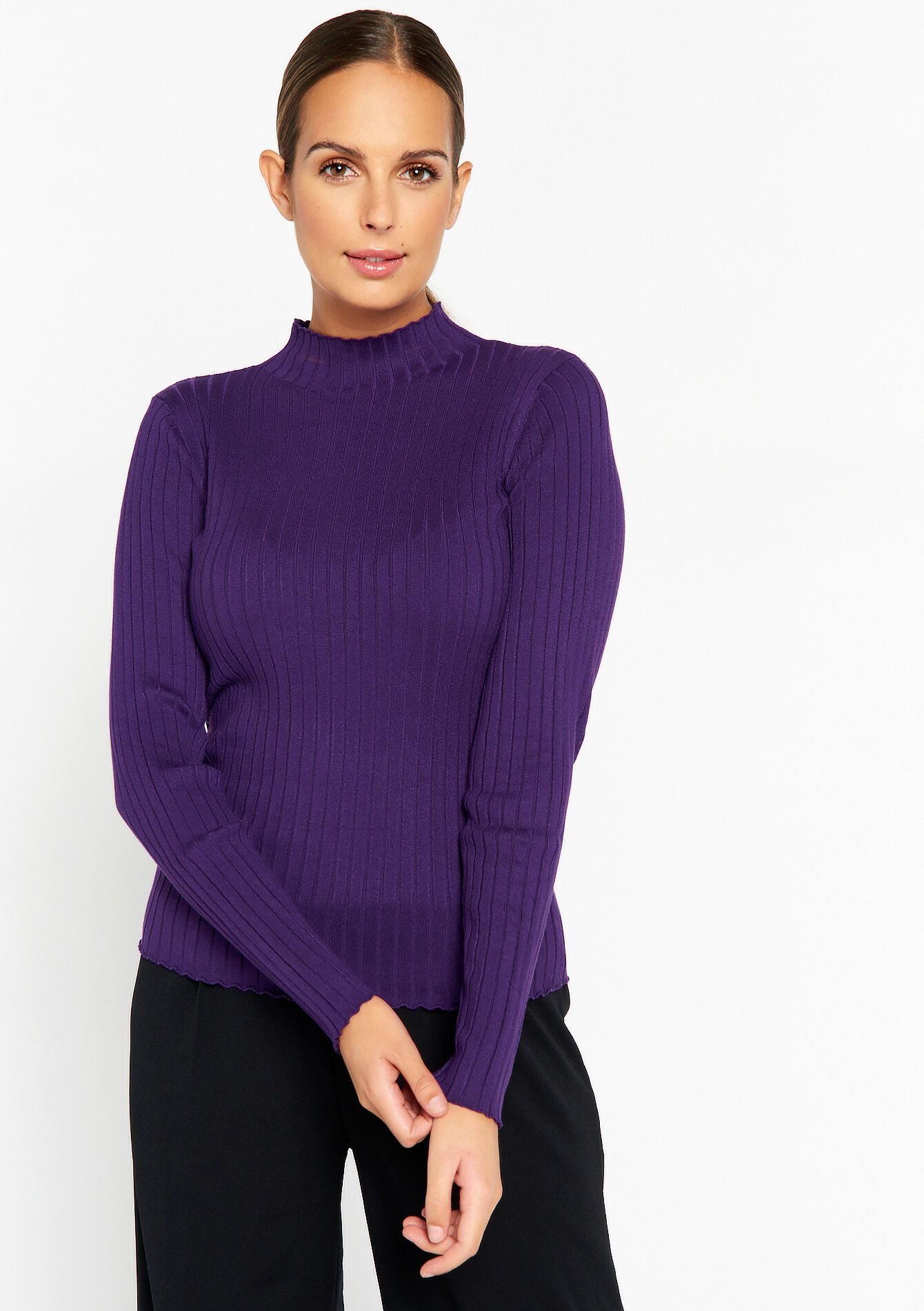 Ribbed pullover - PURPLE - 04006152_5902