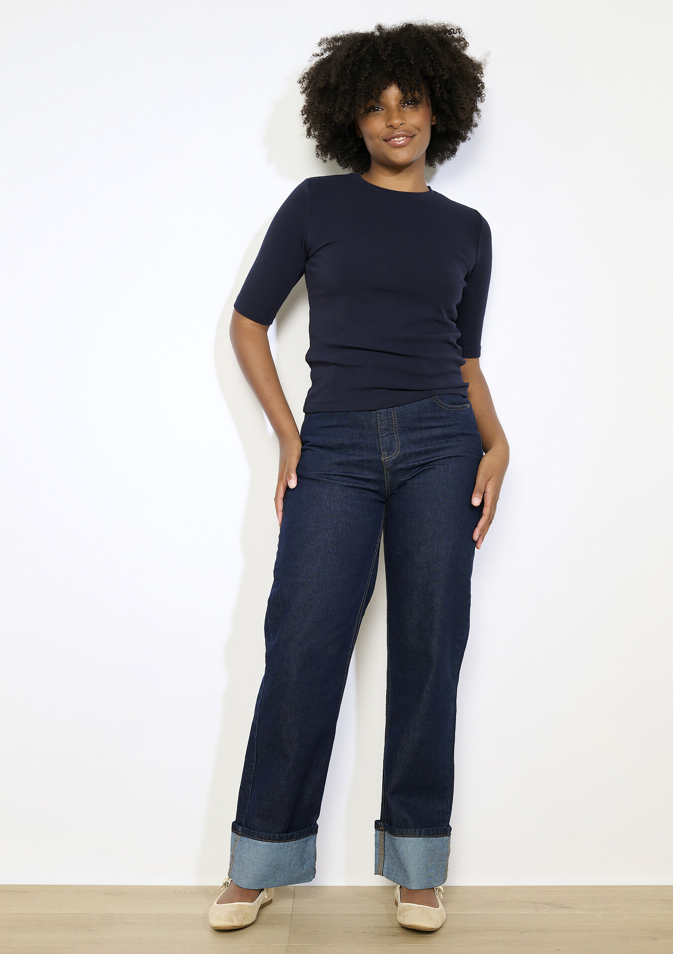 Aansluitend geribbeld t-shirt, Aansluitend geribbeld t-shirt - NAVY BASIC - 02301810_2723