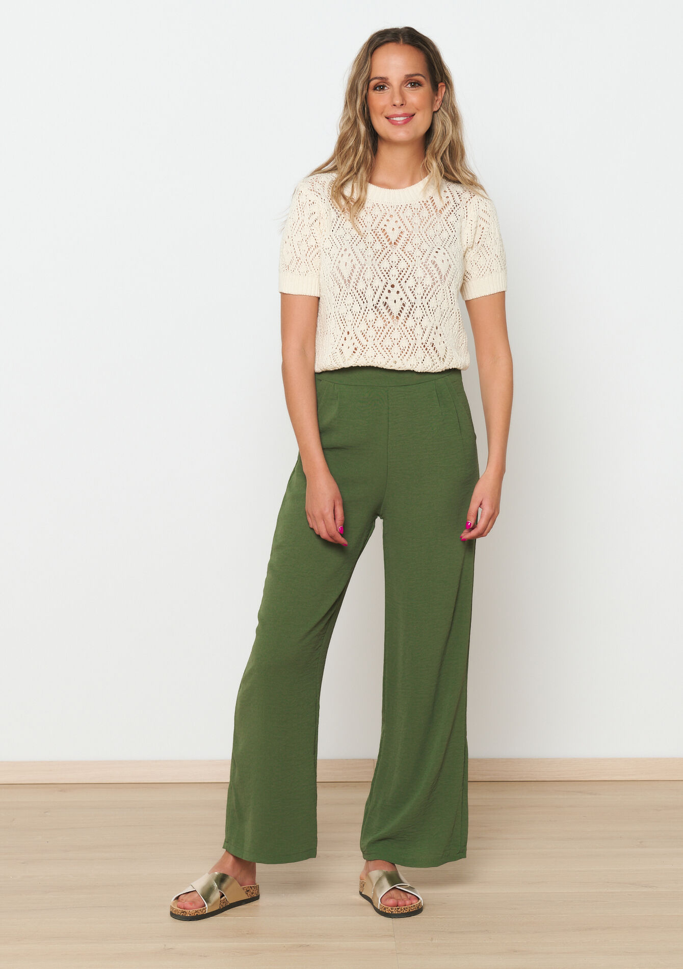 Wijde pantalon - KHAKI STRAW - 06600821_2544