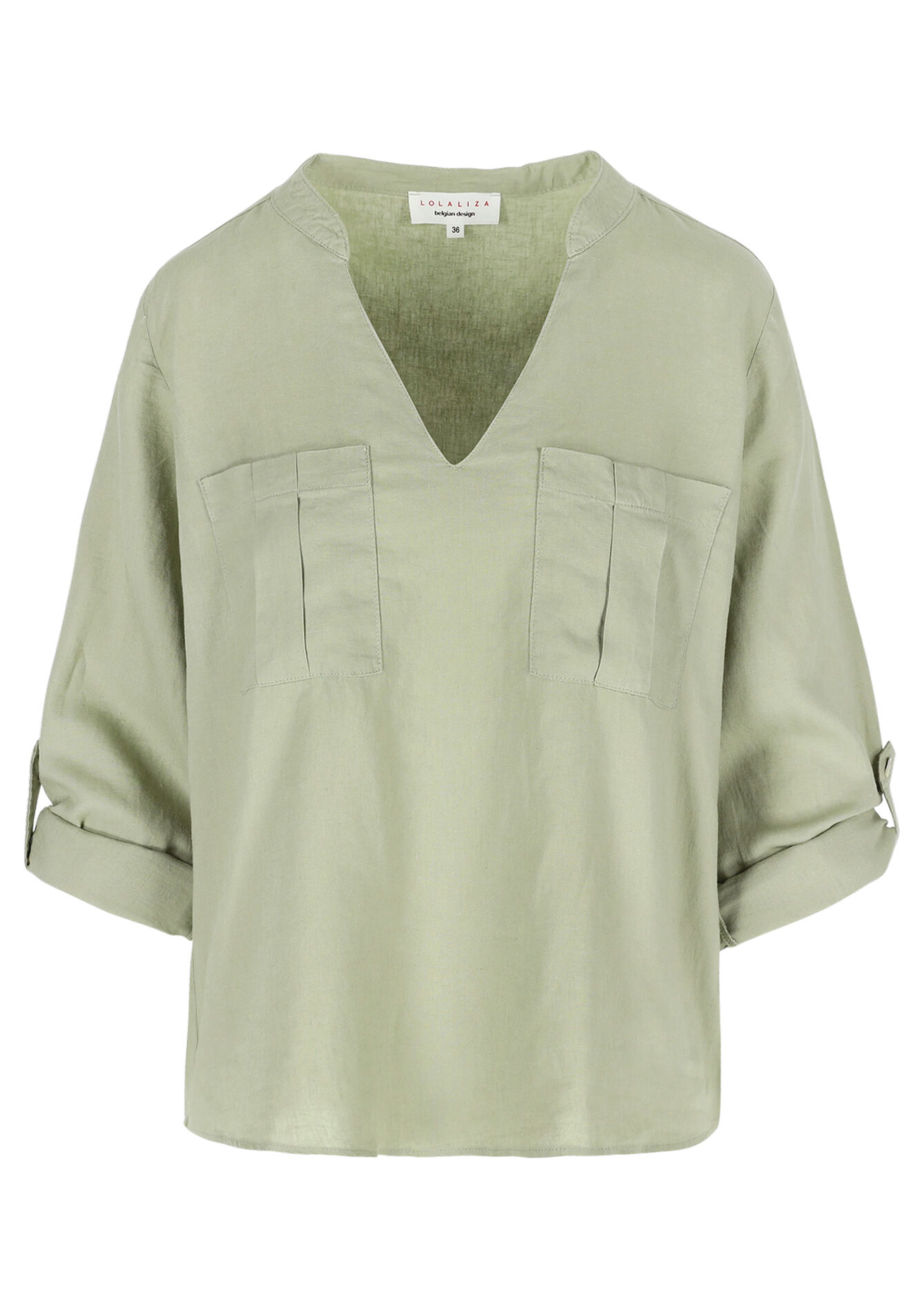 Tuniekblouse met open kraag, Tuniekblouse met open kraag - KHAKI MINT - 05702669_2542