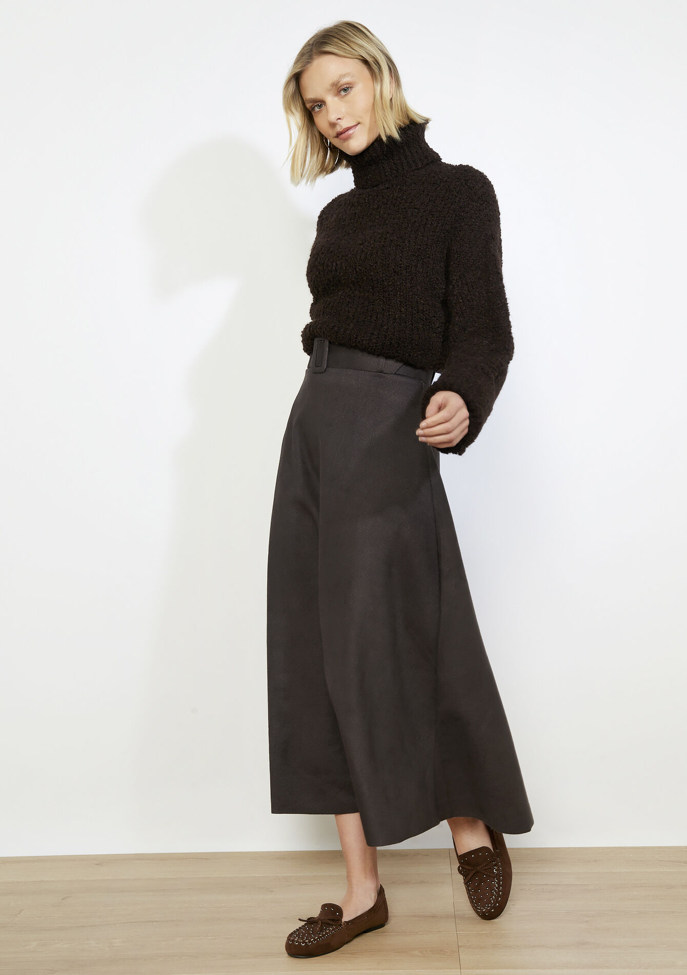 Lange uitlopende rok, Lange uitlopende rok - BROWN DARK CHOCOLATE - 07101475_3720