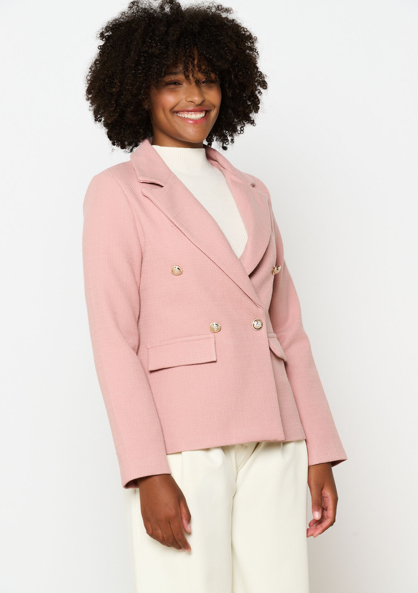 Tweed blazer - NUDE PINK - 09100980_1301