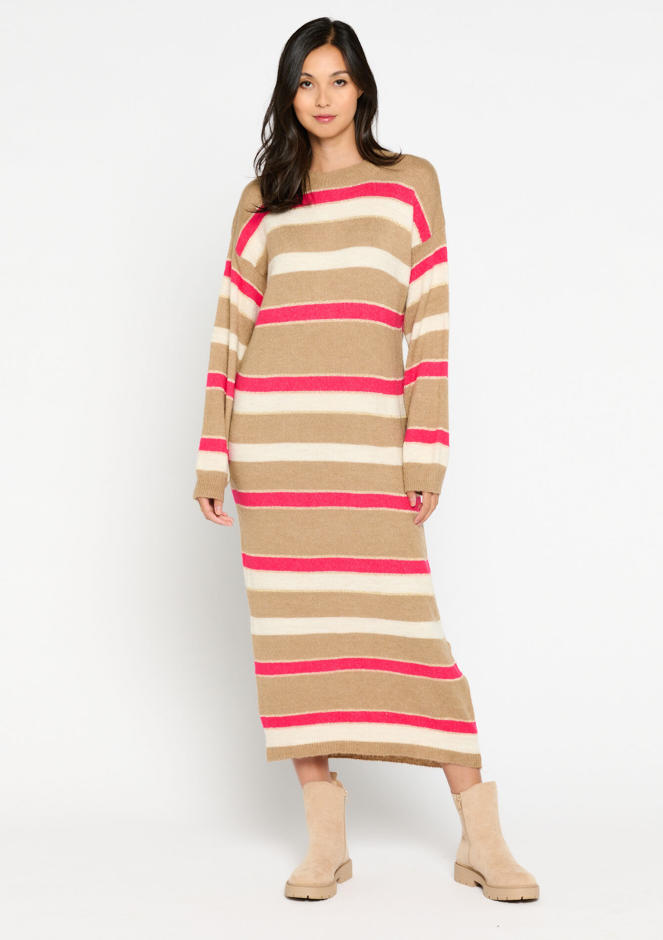 Robe pullover à rayures, Robe pullover à rayures - CARAMEL - 08103399