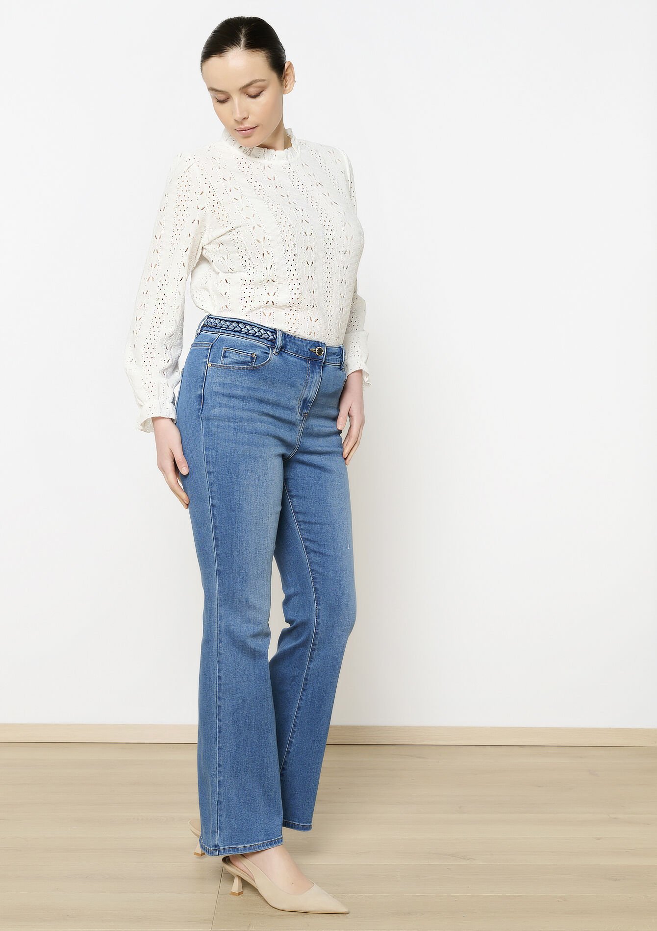 Bootcut jeans met hoge taille, Bootcut jeans met hoge taille - MEDIUM BLUE - 22000568_0500