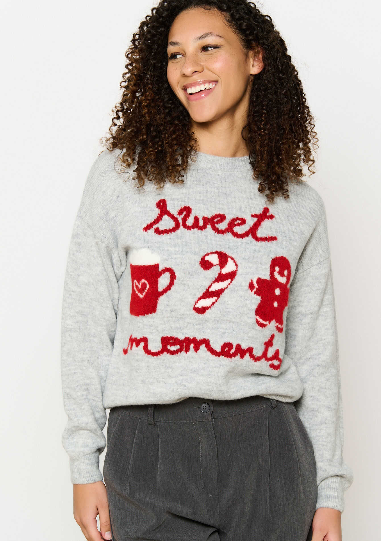 Jacquard kersttrui - LT GREY - 04006837_2574