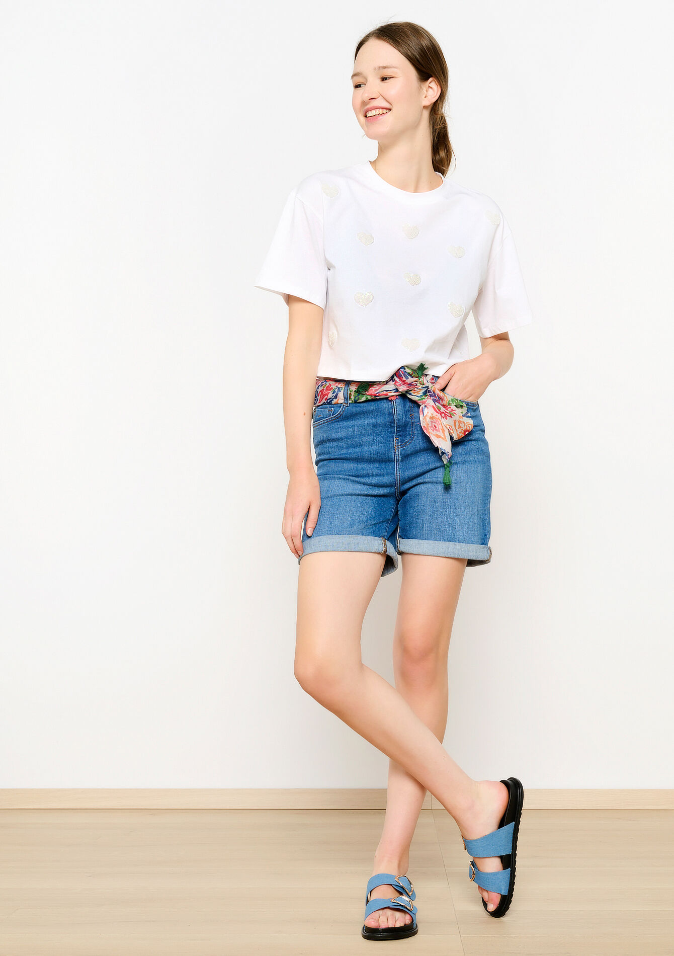 T-shirt with hearts, T-shirt with hearts - OFFWHITE - 02301577_1001
