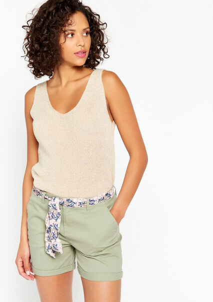Knitted lurex top - CHAMPAGNE SAND  - 02200308_4007
