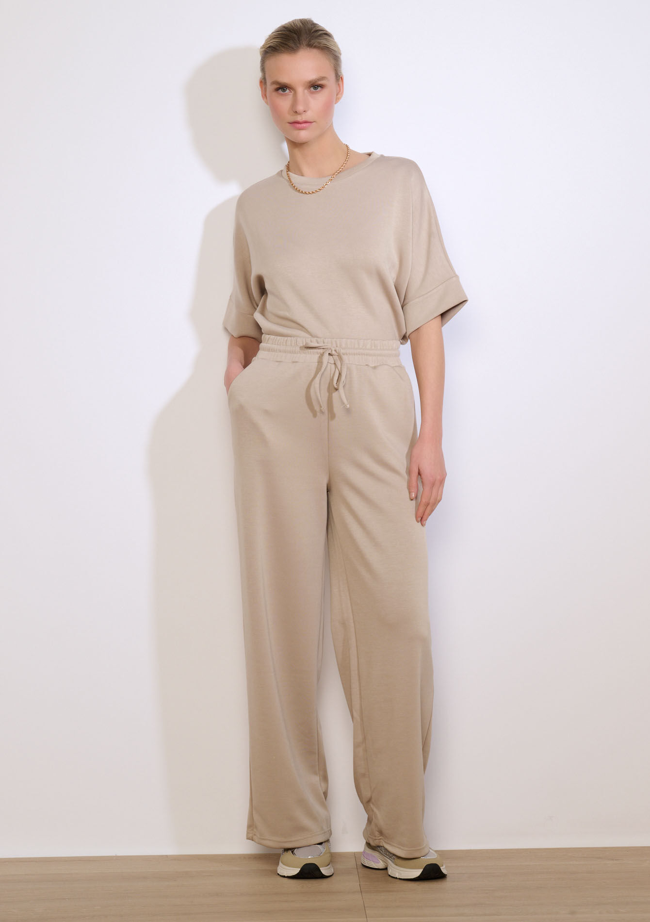 Wijde joggingbroek van modal, Wijde joggingbroek van modal - TAUPE - 15100405_1021