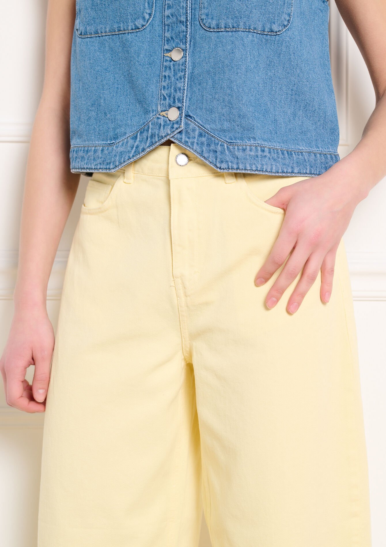 Hoge taille barrel broek - YELLOW PASTEL - 06004732_5004