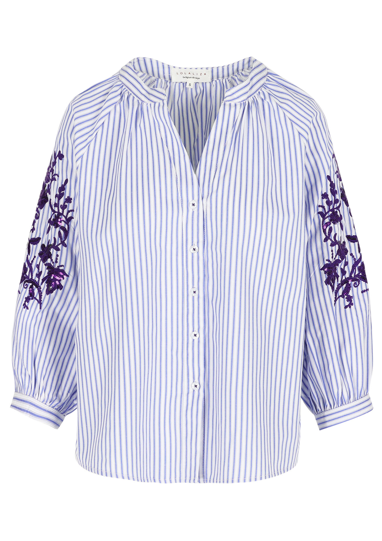 Gestreept hemd met pailletten, Gestreept hemd met pailletten - ELECTRIC BLUE - 05702911_1619