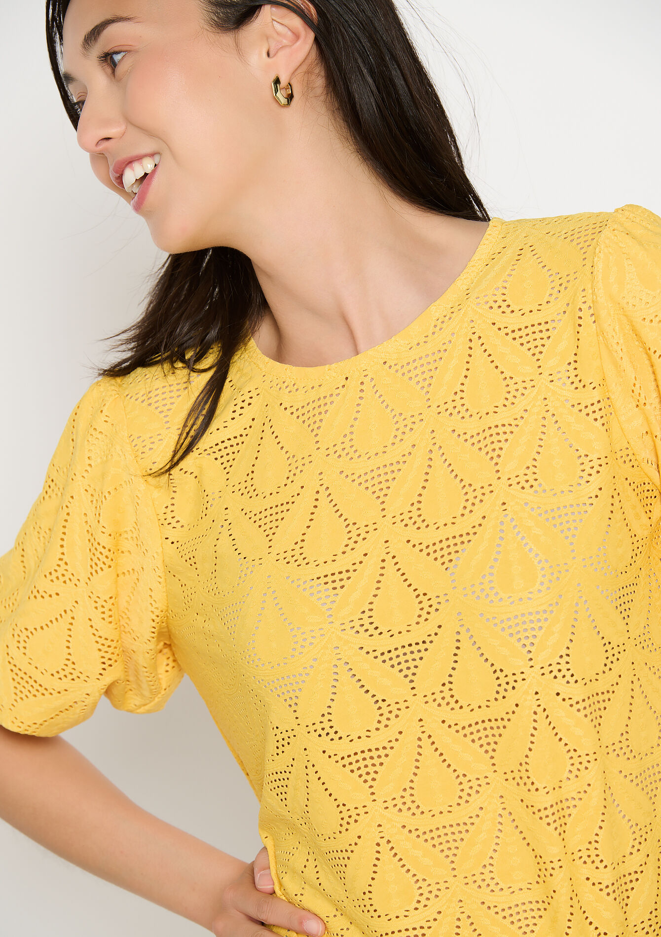 Gehaakt geborduurd shirt, Gehaakt geborduurd shirt - OCHER HONEY - 02301832